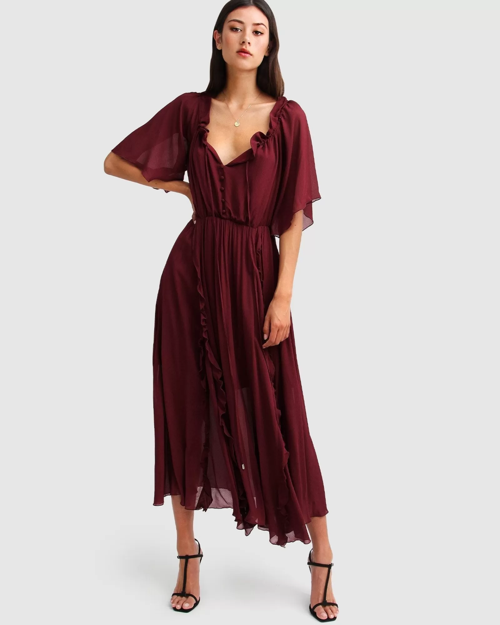 Belle & Bloom Amour Amour Ruffled Midi Dress -