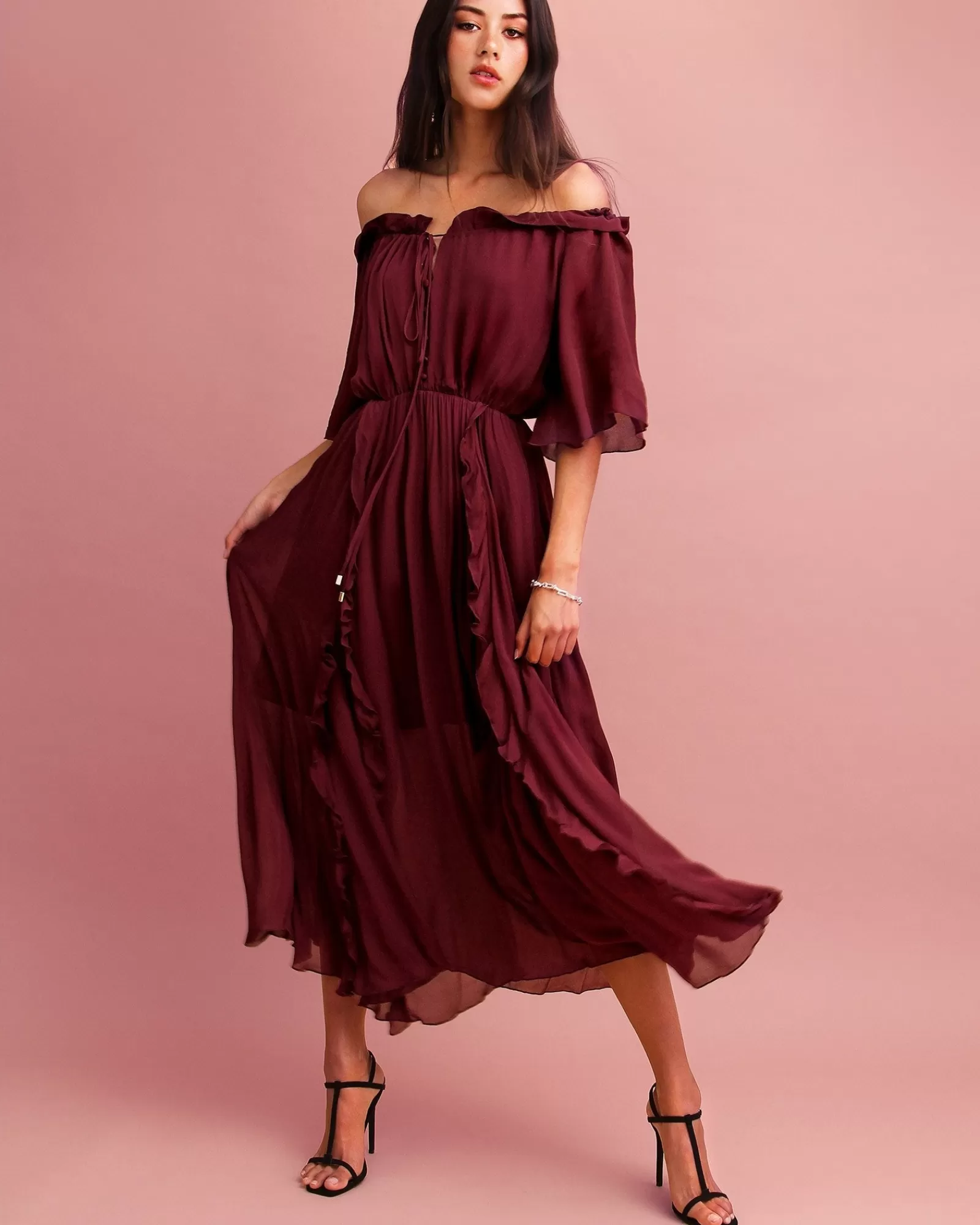 Belle & Bloom Amour Amour Ruffled Midi Dress -