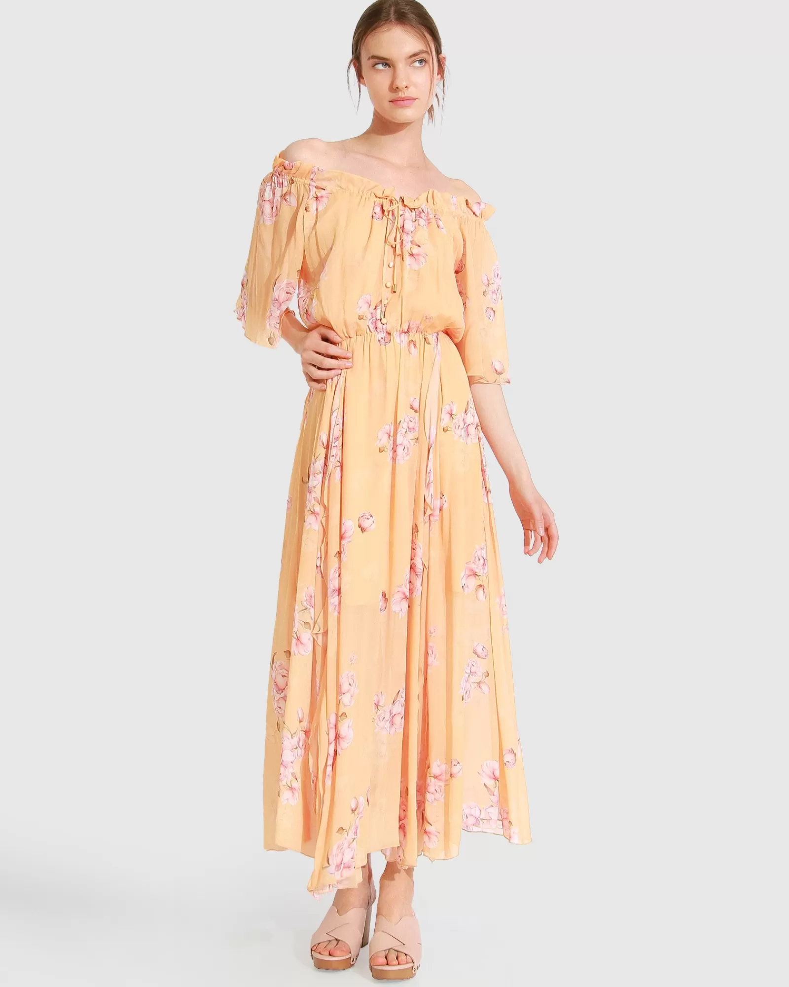 amour_amour_ruffled_midi_dress__peach_peonies_5-3.webp Belle & Bloom Amour Amour Ruffled Midi Dress - Peach Peonies