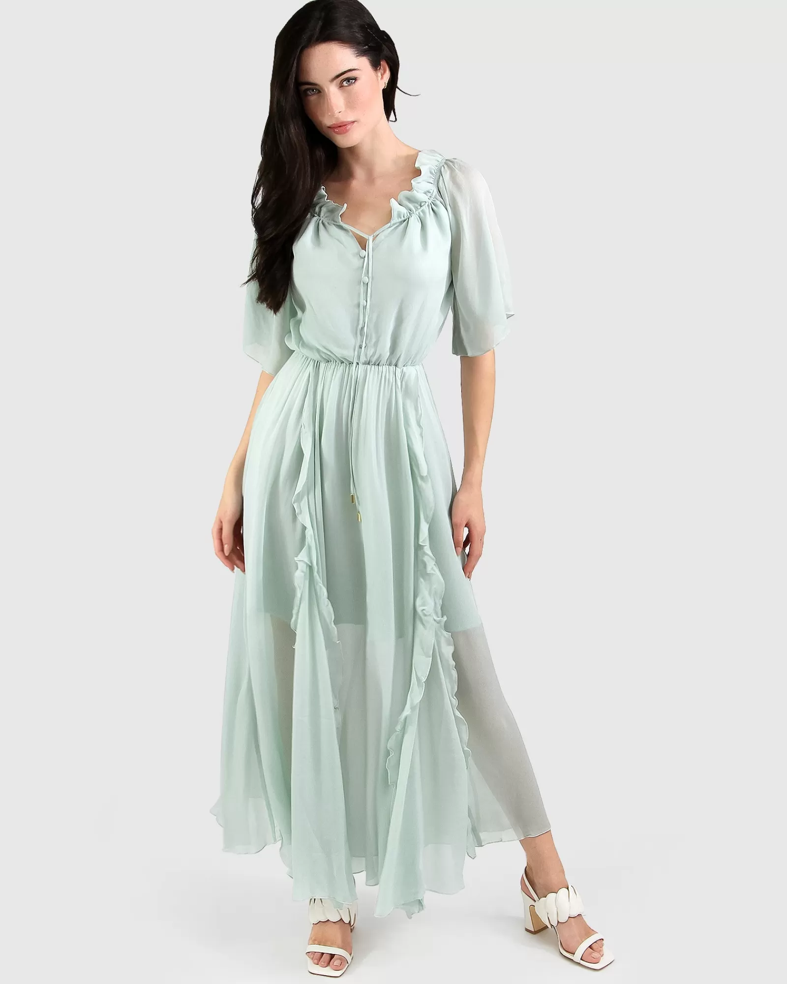 Belle & Bloom Amour Amour Ruffled Midi Dress - Spearmint FINAL SALE