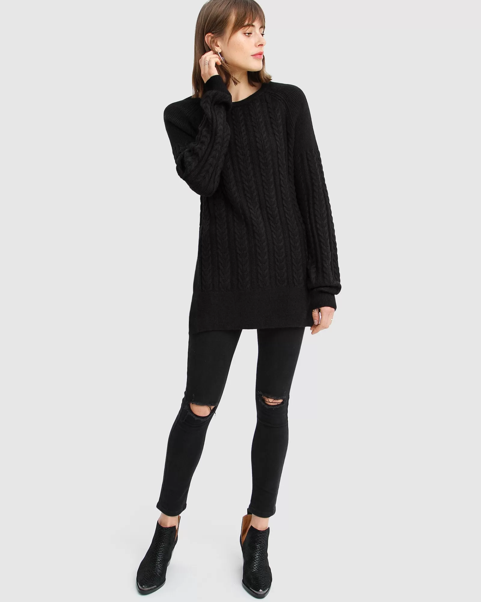 Belle & Bloom At Last Cable Knit Jumper with Slit -