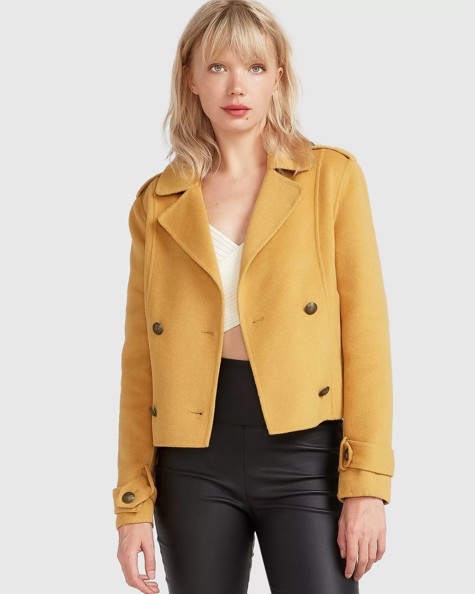 Belle & Bloom Better Off Military Peacoat - Antique Gold