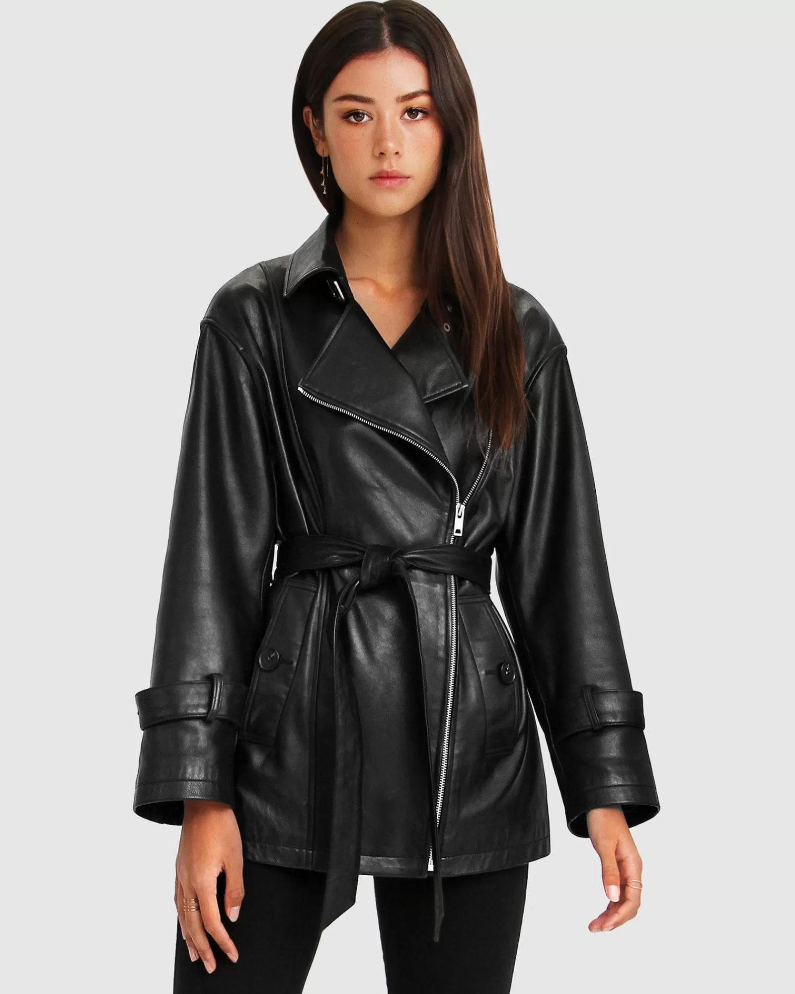 Belle & Bloom BFF Belted Leather Jacket