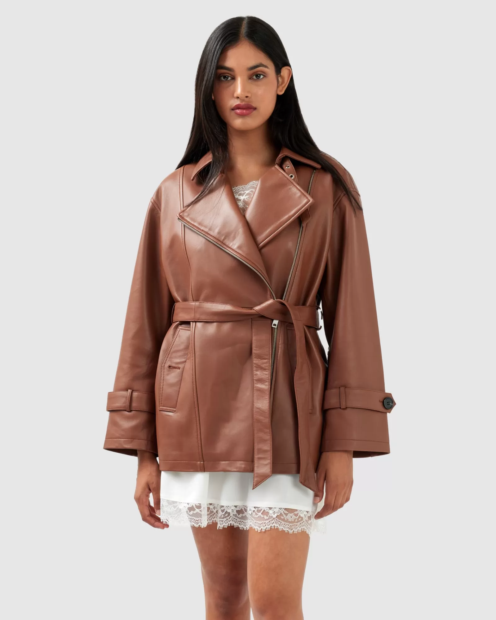 Belle & Bloom BFF Belted Leather Jacket -