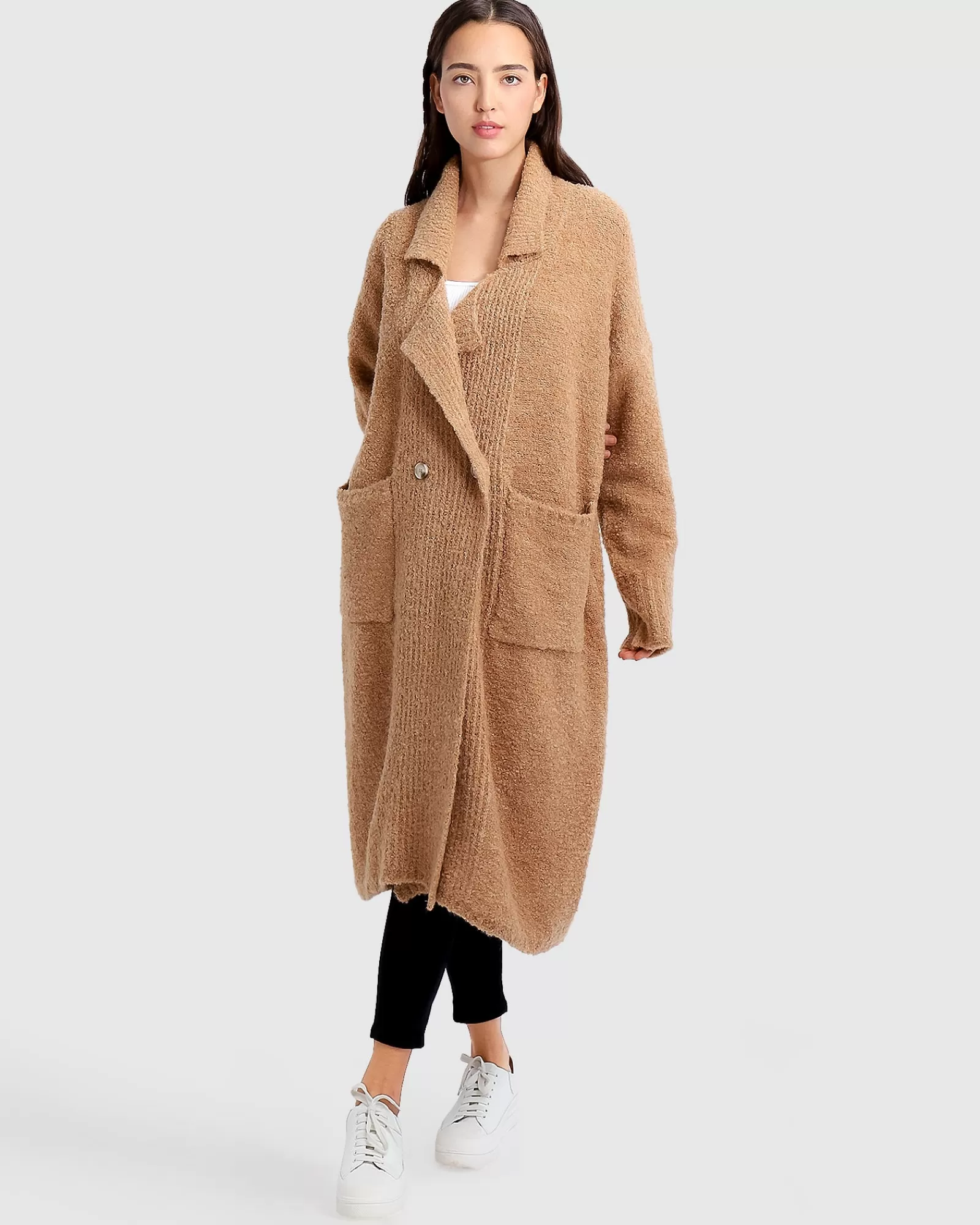 Belle & Bloom Born To Run Sustainable Sweater Coat - Light Camel