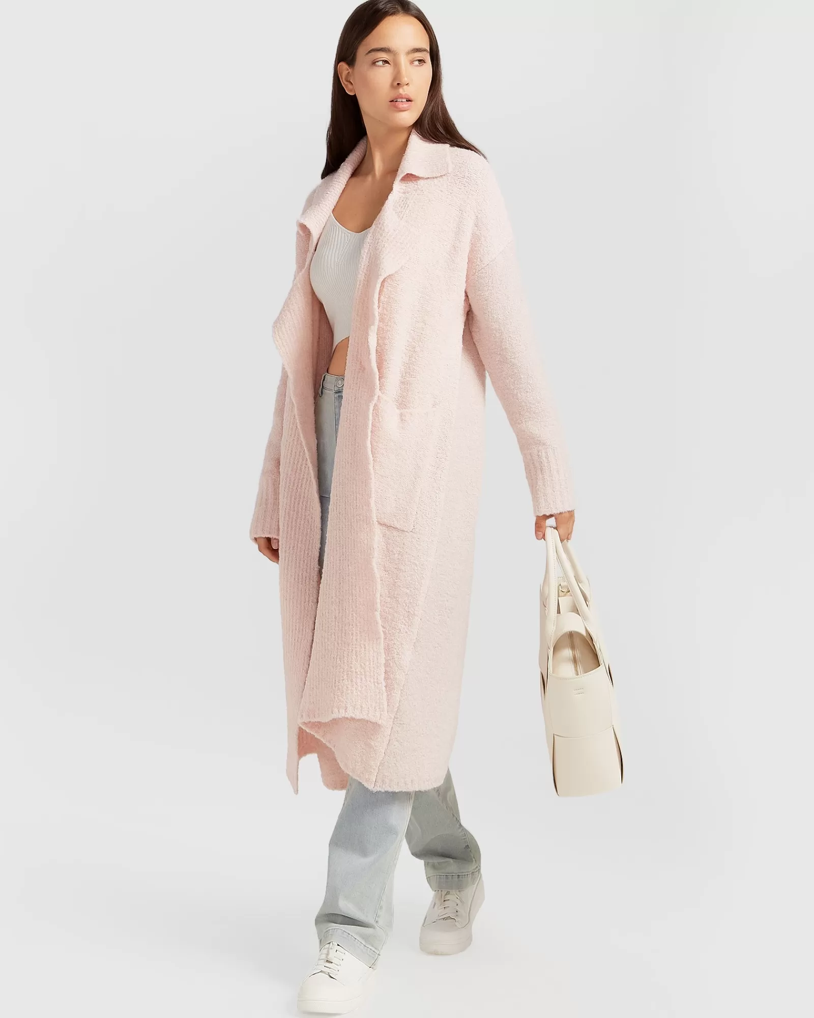 Belle & Bloom Born To Run Sustainable Sweater Coat - Pale Pink