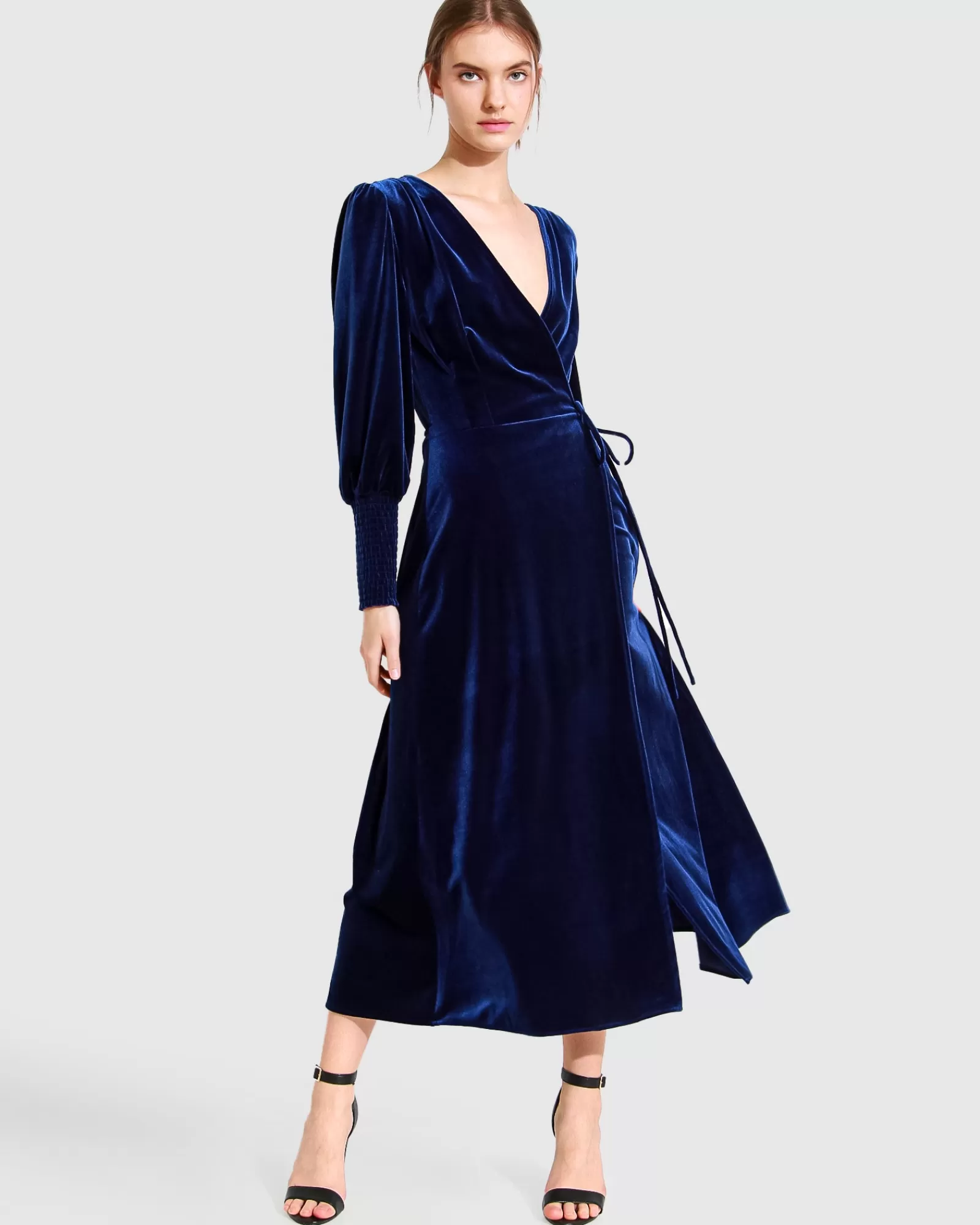 Belle & Bloom Current Mood Velvet Wrap Dress - Royal Blue