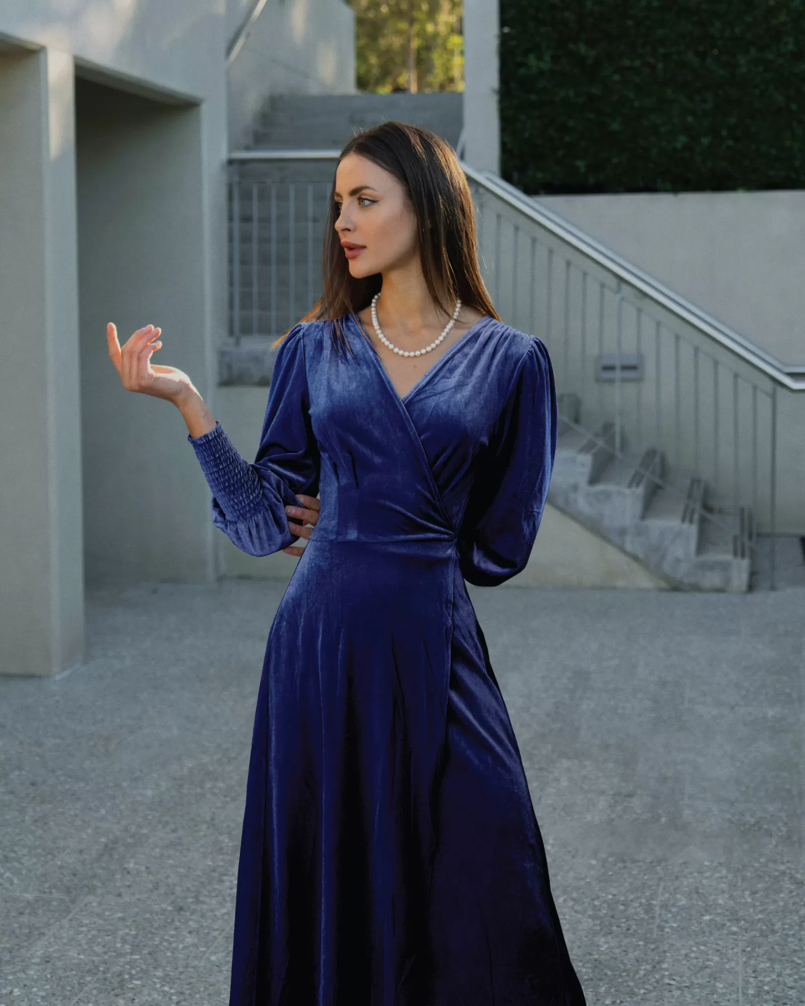 Belle & Bloom Current Mood Velvet Wrap Dress - Royal Blue