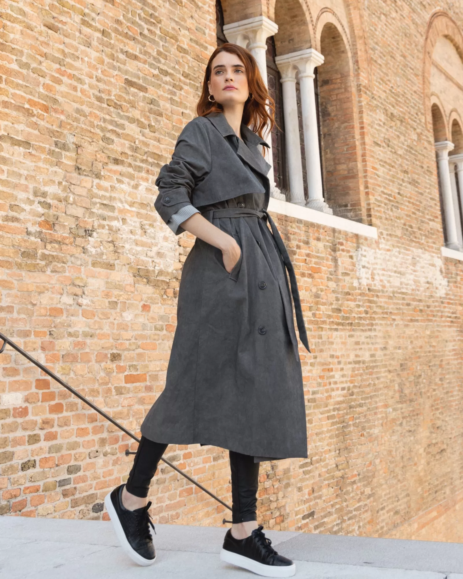 Belle & Bloom Empirical City Trench Coat - Washed Black