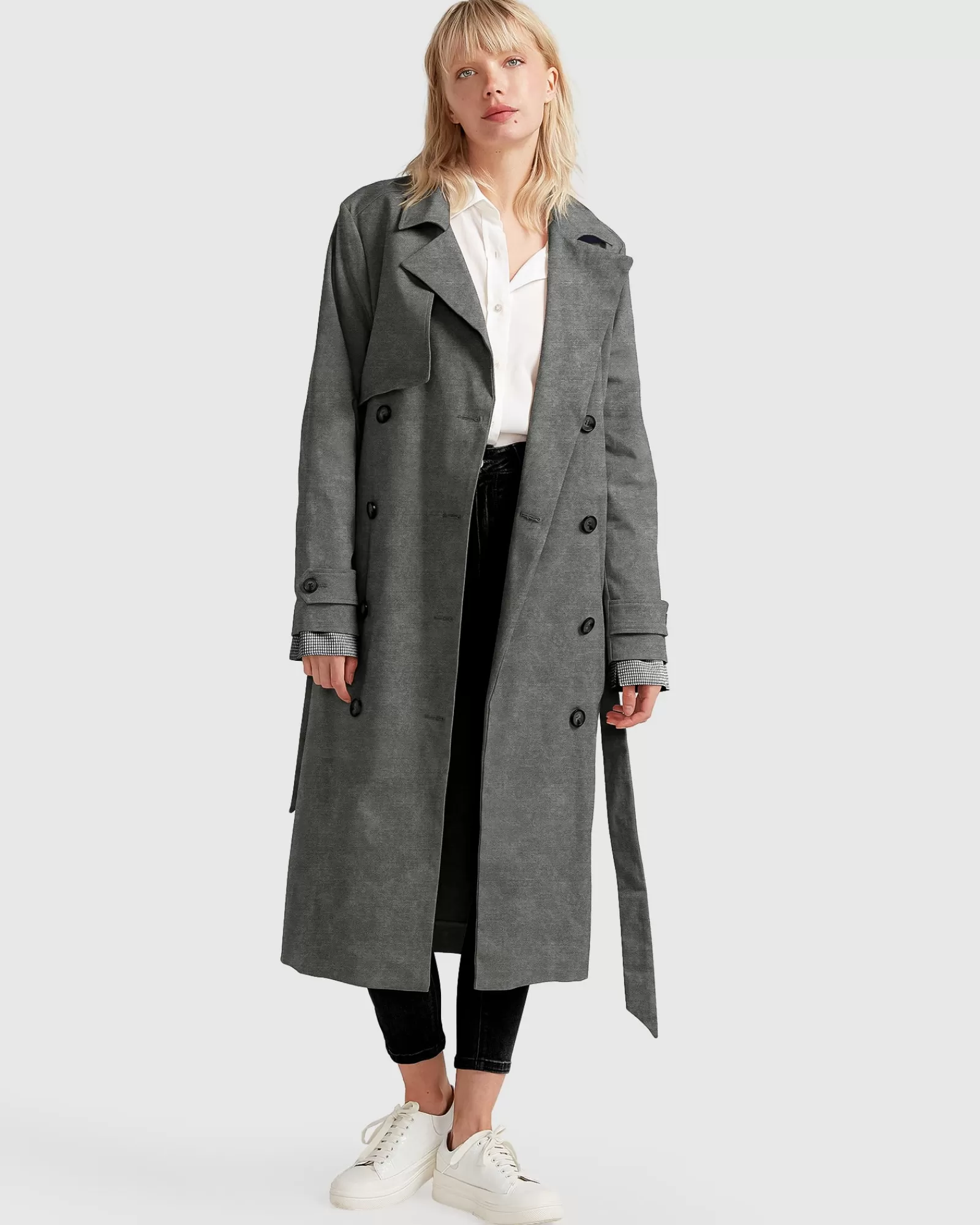 Belle & Bloom Empirical City Trench Coat - Washed Black