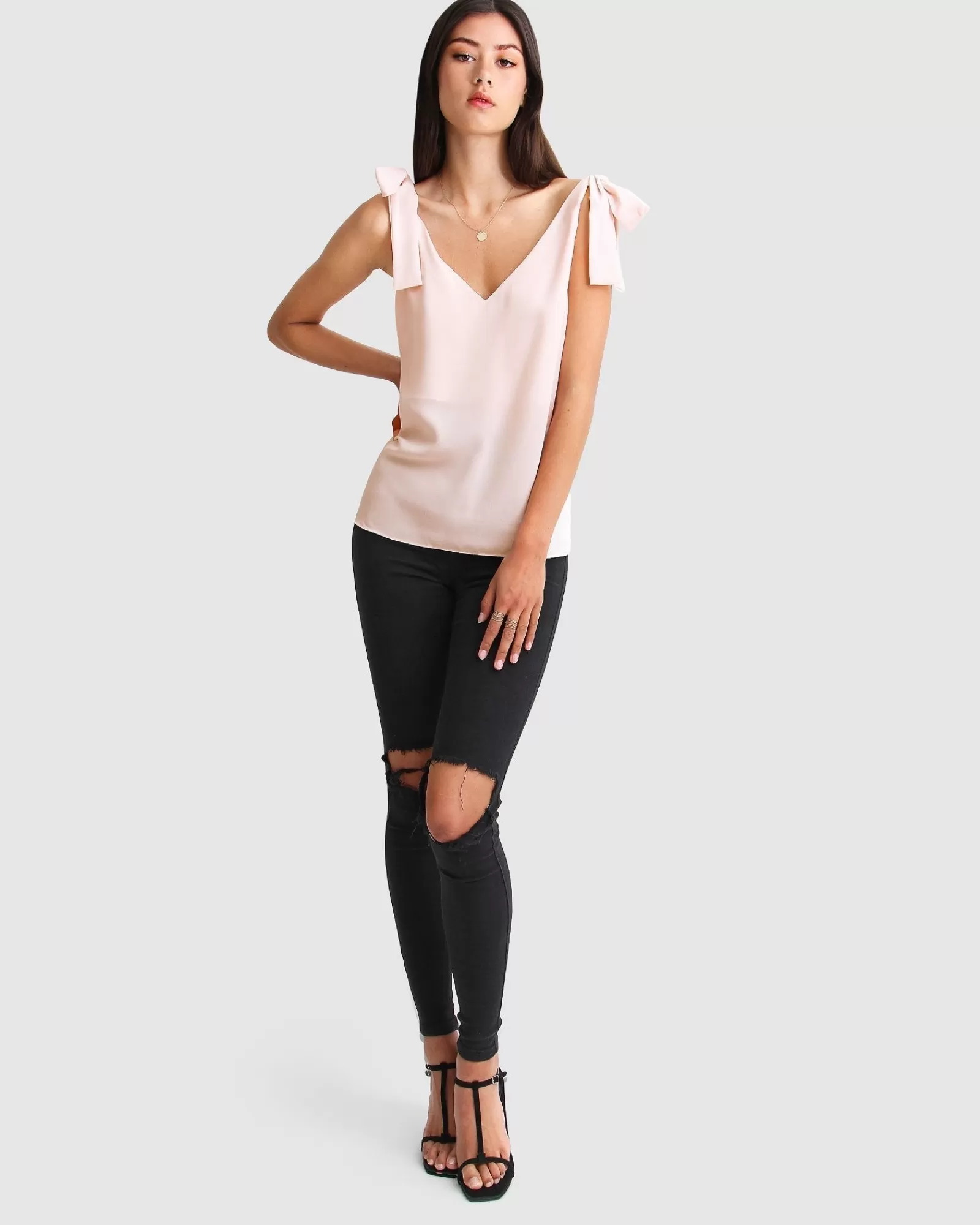 Belle & Bloom Feel For You V-Neck Top - Blush