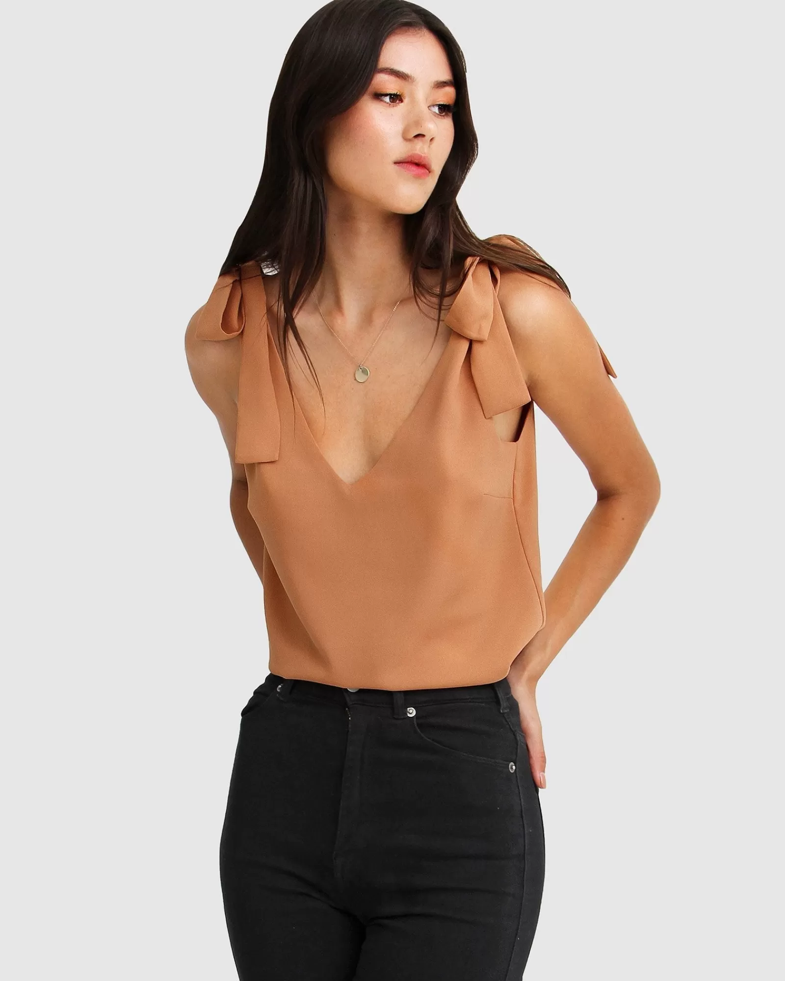 Belle & Bloom Feel For You V-Neck Top - Camel