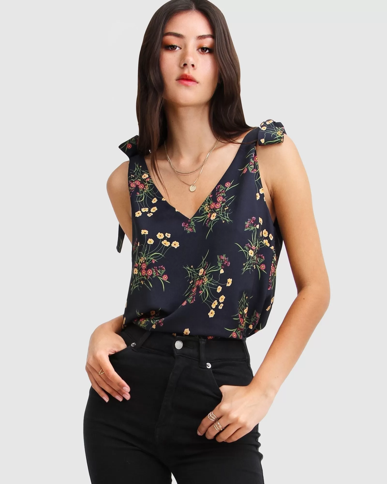 Belle & Bloom Feel For You V-Neck Top - Navy