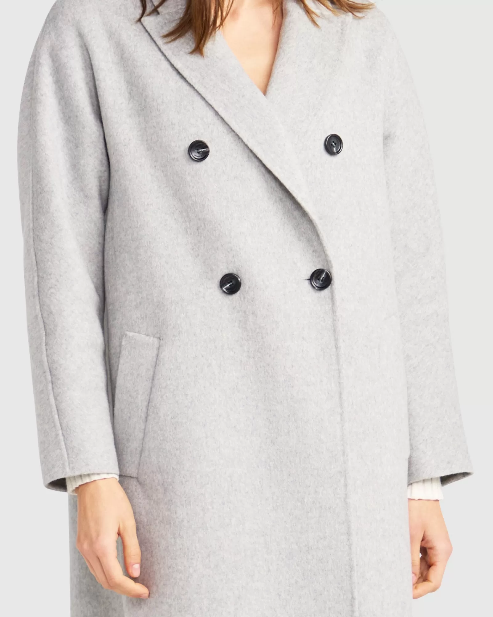 Belle & Bloom Guestlist Oversized Double Breasted Coat - Grey Marle
