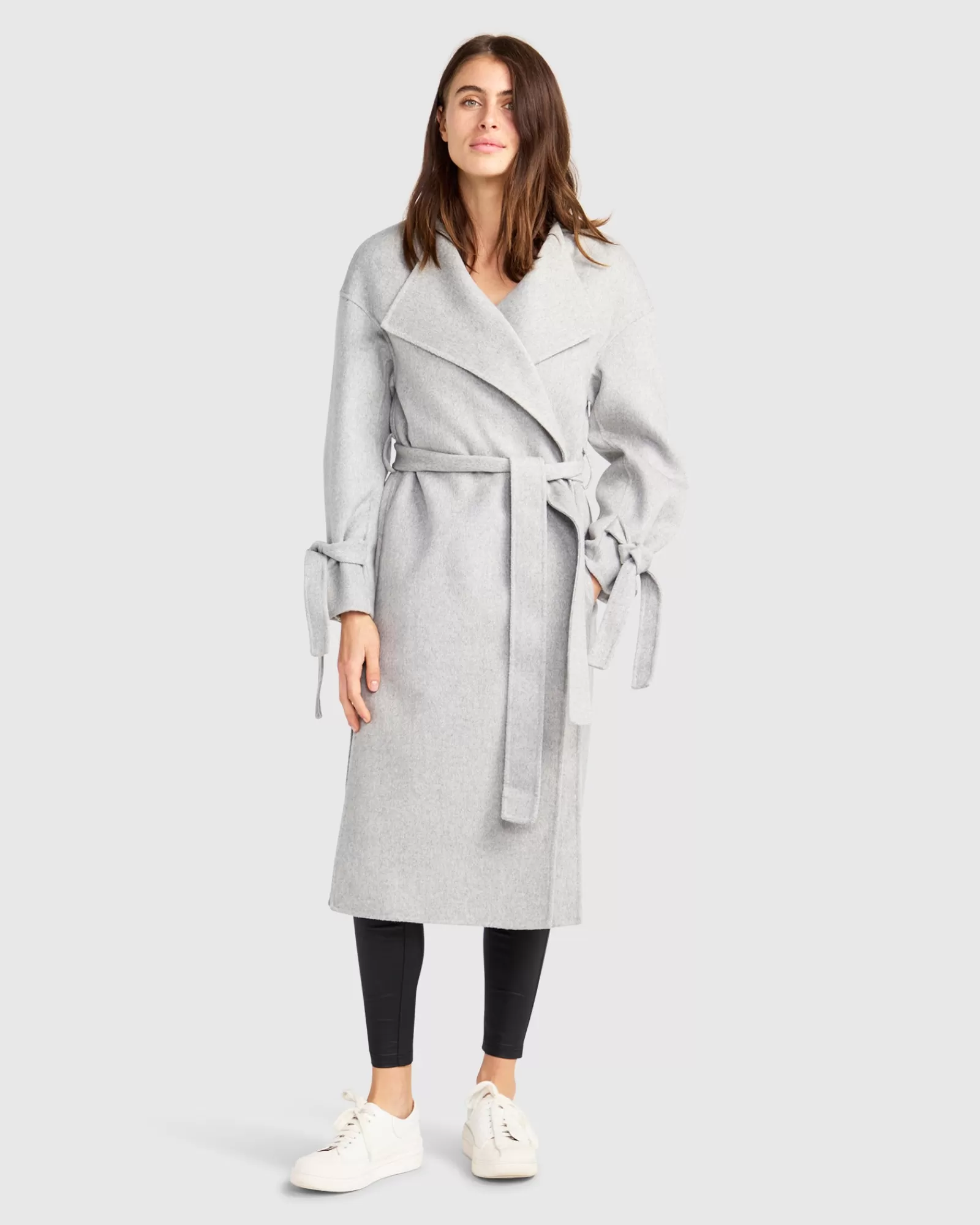 Belle & Bloom Head Over Heels Collarless Robe Coat - Grey Marle