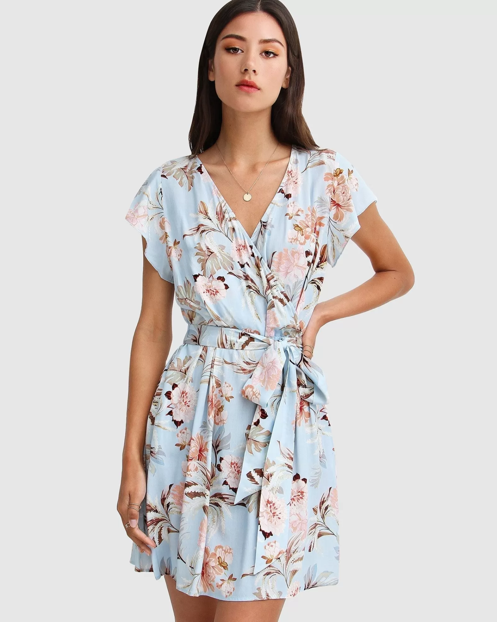 Belle & Bloom I'm The Star Wrap Dress - Light Blue