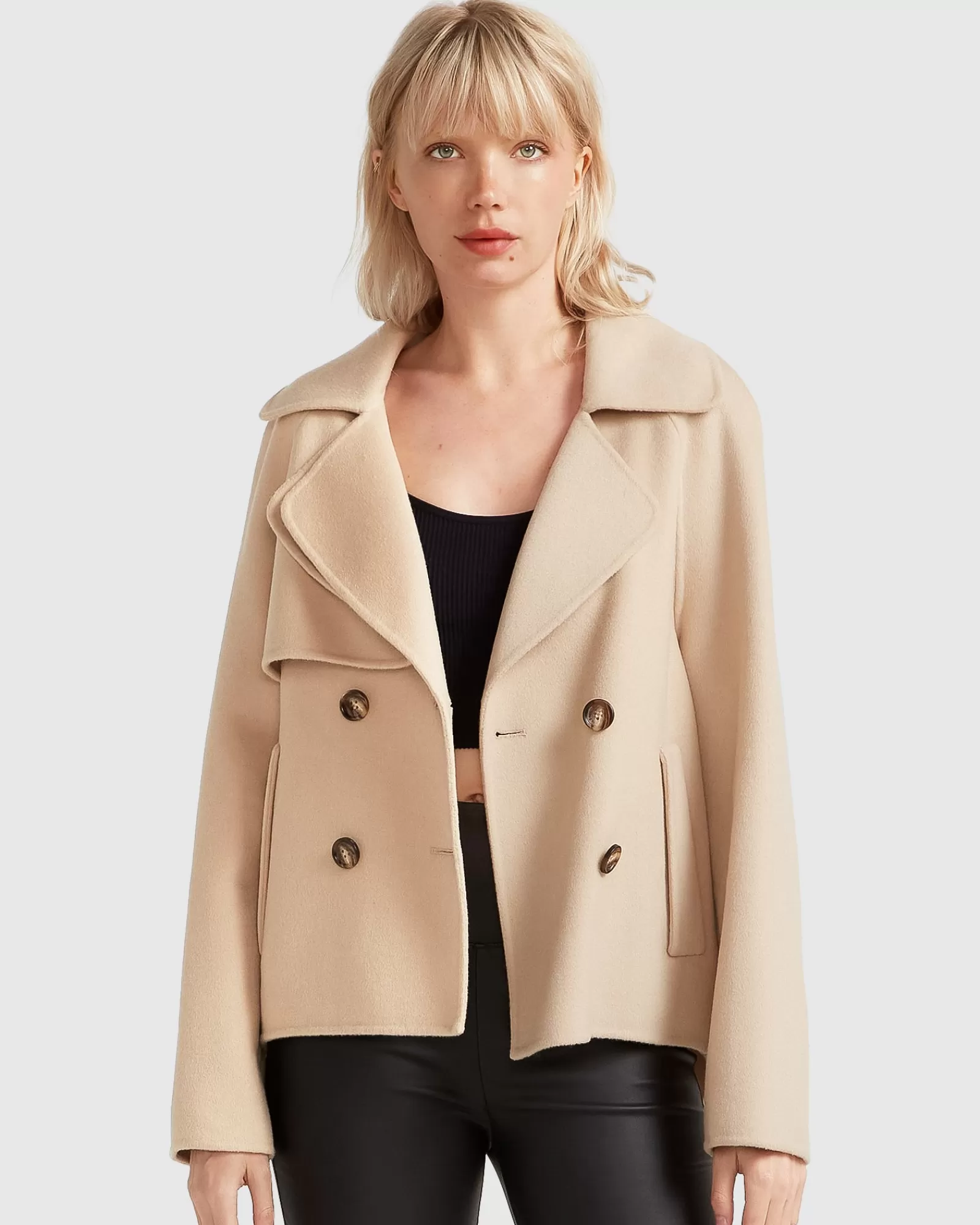 Belle & Bloom I'm Yours Wool Blend Peacoat - Pale Oat