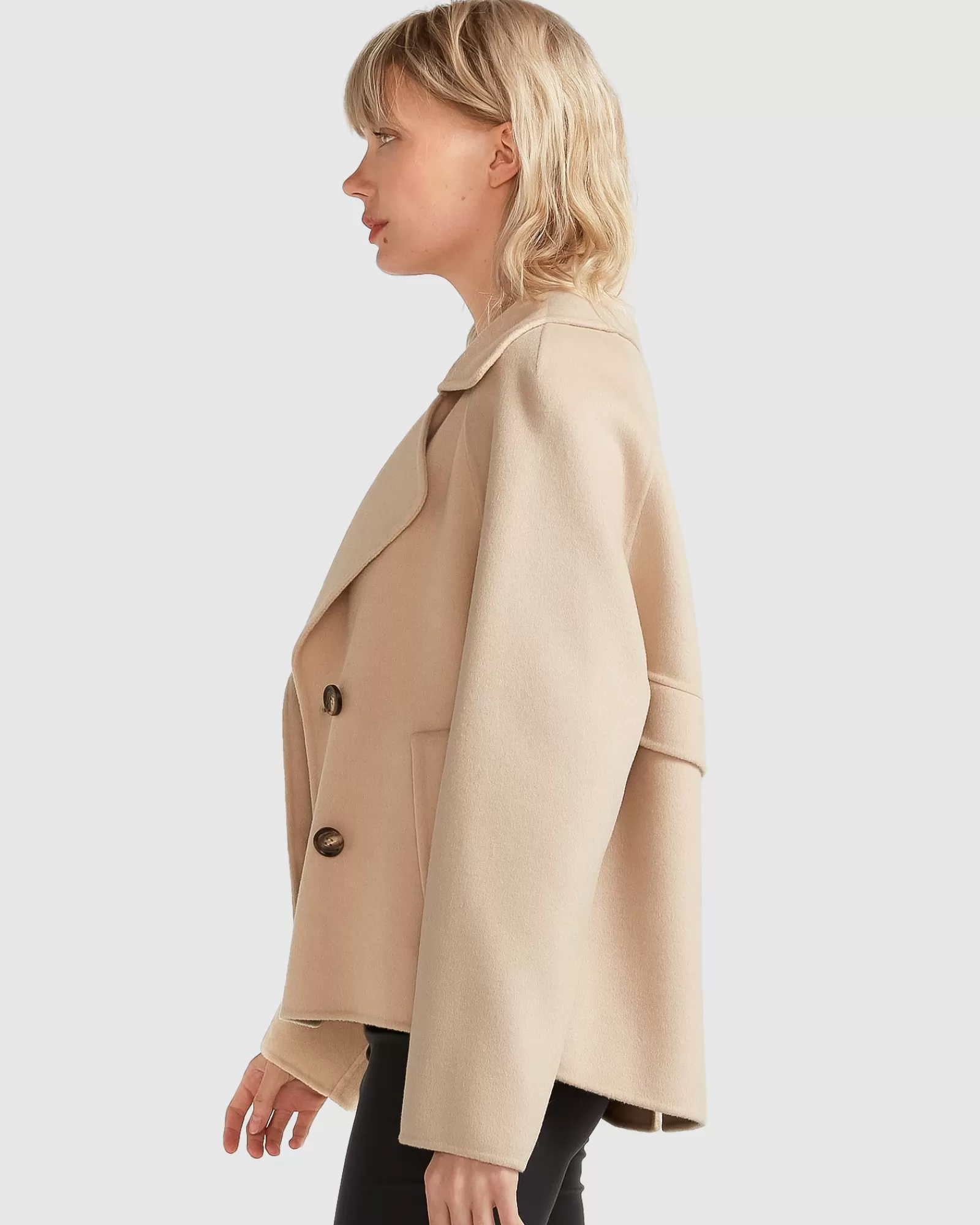 Belle & Bloom I'm Yours Wool Blend Peacoat - Pale Oat