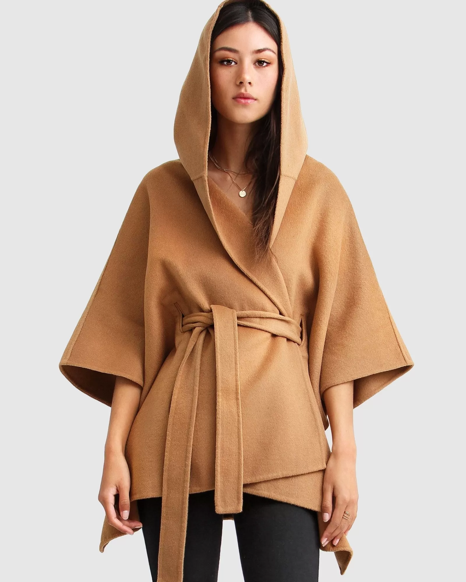 Belle & Bloom Jackson Landing Wool Blend Cape Coat - Dark Camel