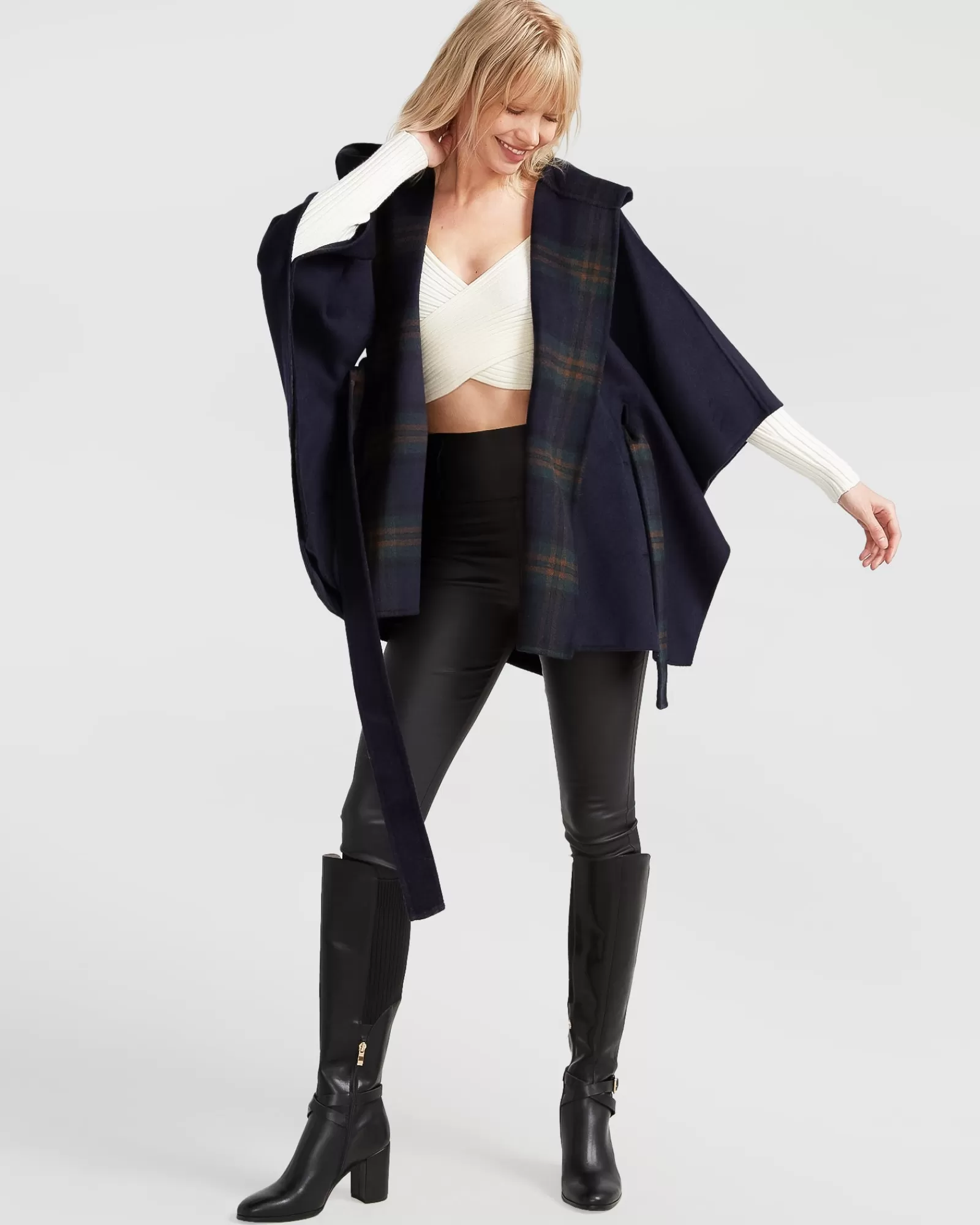 Belle & Bloom Jackson Landing Wool Blend Cape Coat - French Navy