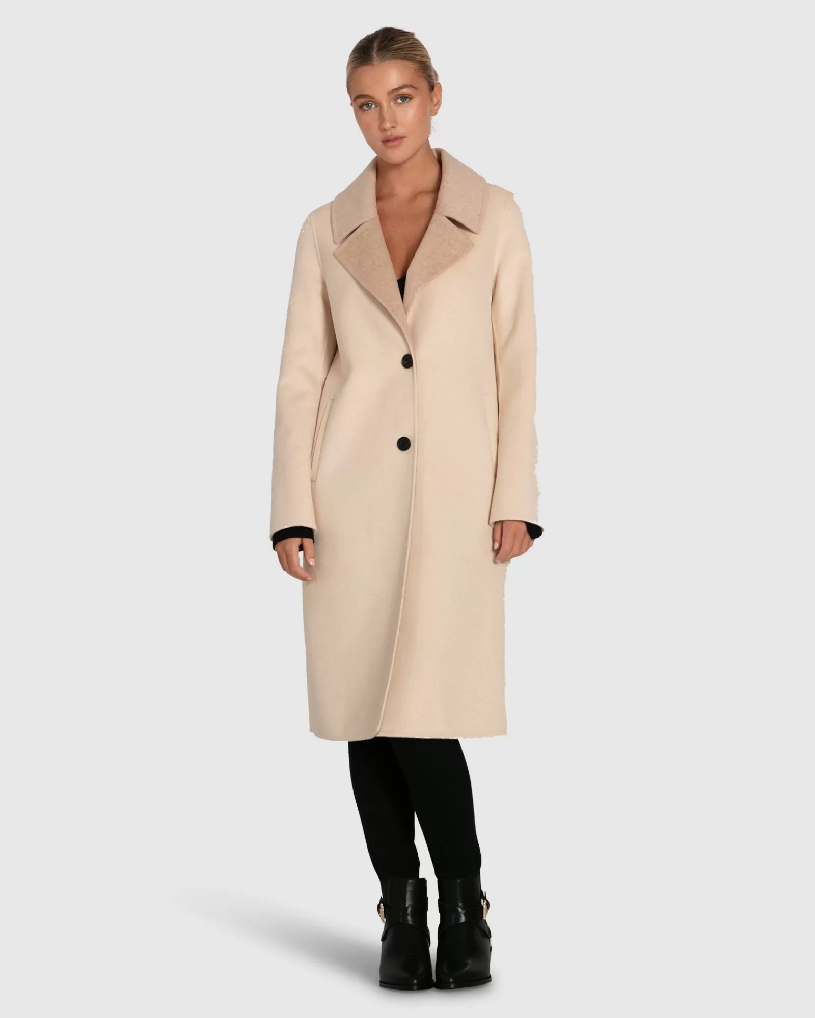 Belle & Bloom Lexington Two-Tone Wool Blend Coat - Beige