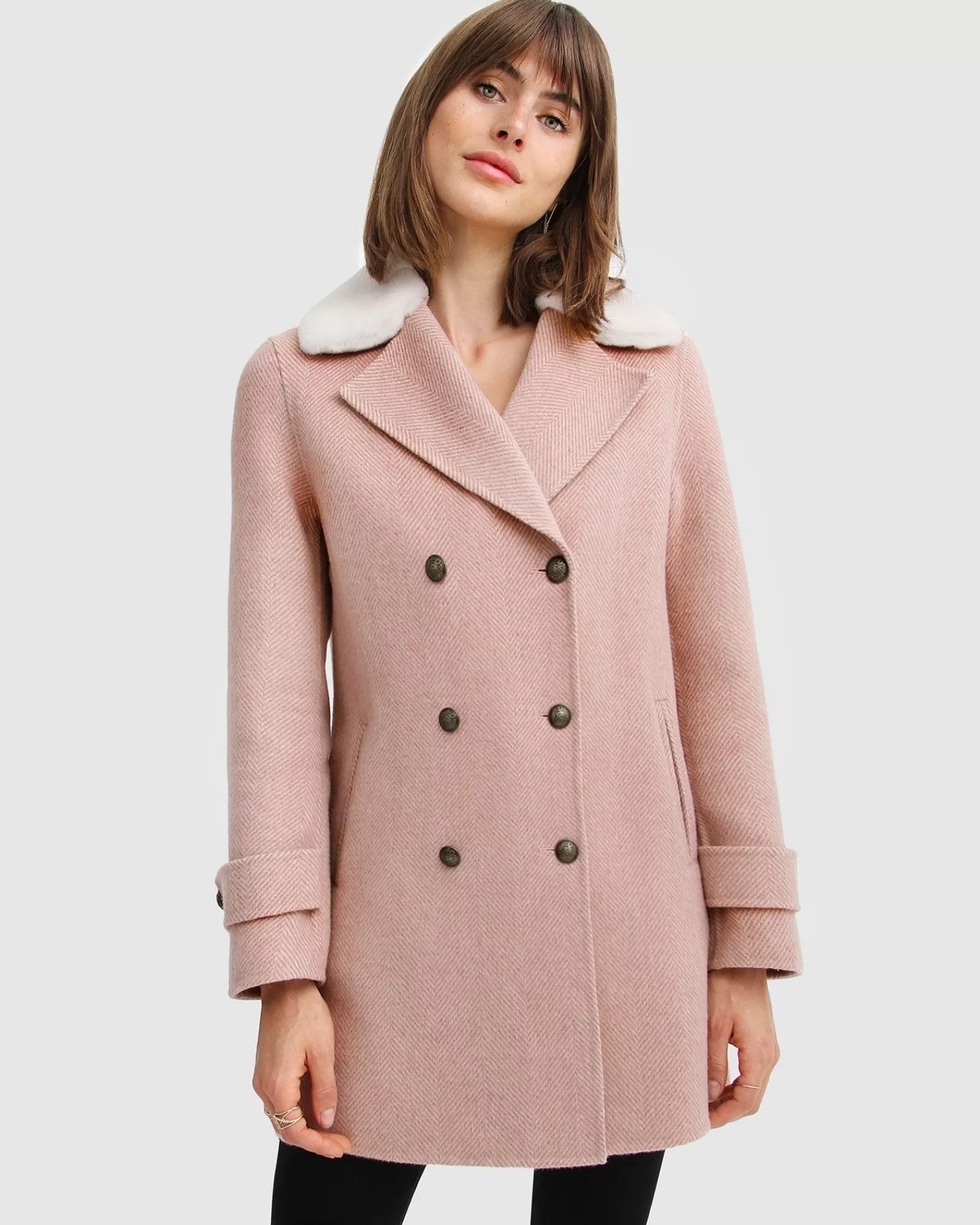 Belle & Bloom Liberty Sherpa Collar Wool Blend Coat -