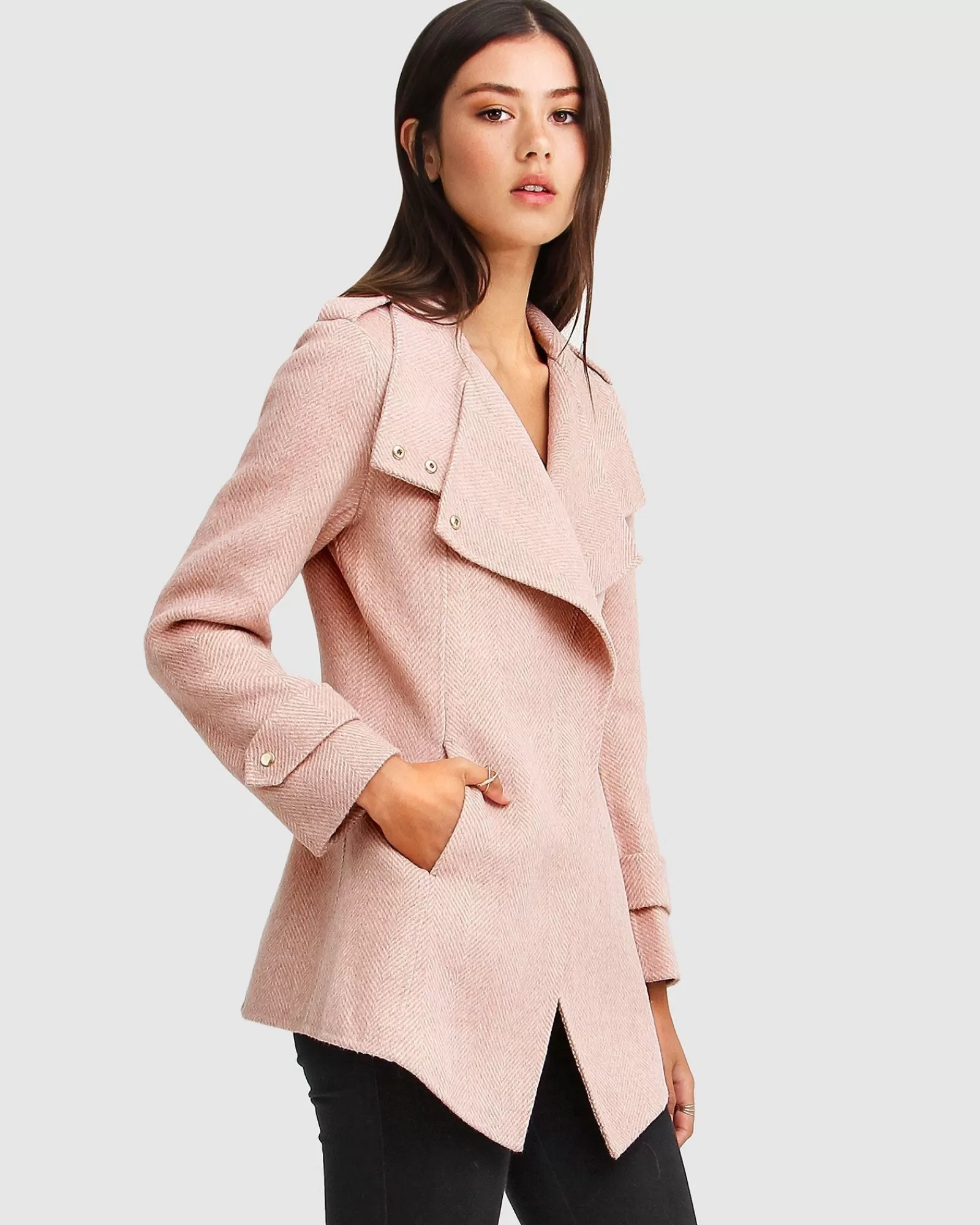 Belle & Bloom NEW FIT Bad Girl Wool Blend Moto Coat -