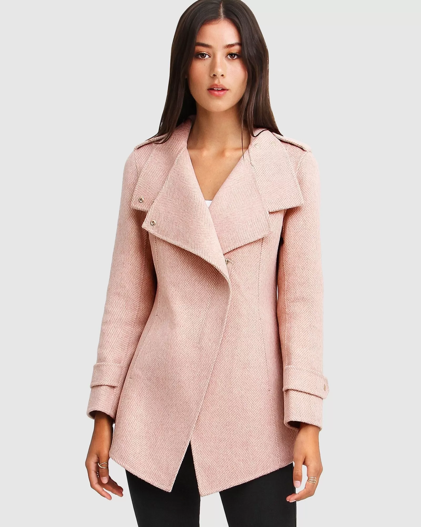 Belle & Bloom NEW FIT Bad Girl Wool Blend Moto Coat -