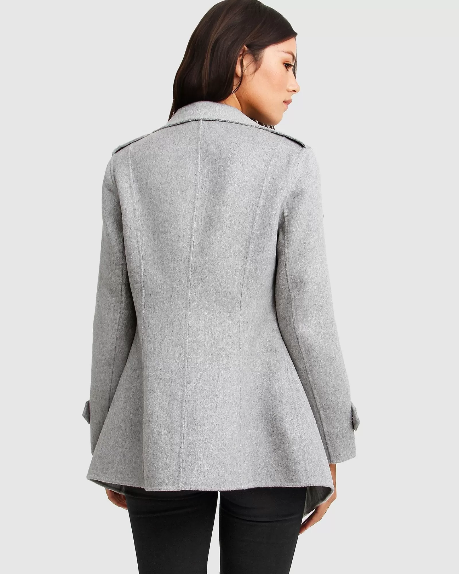 Belle & Bloom NEW FIT Bad Girl Wool Blend Moto Coat - Grey Marle