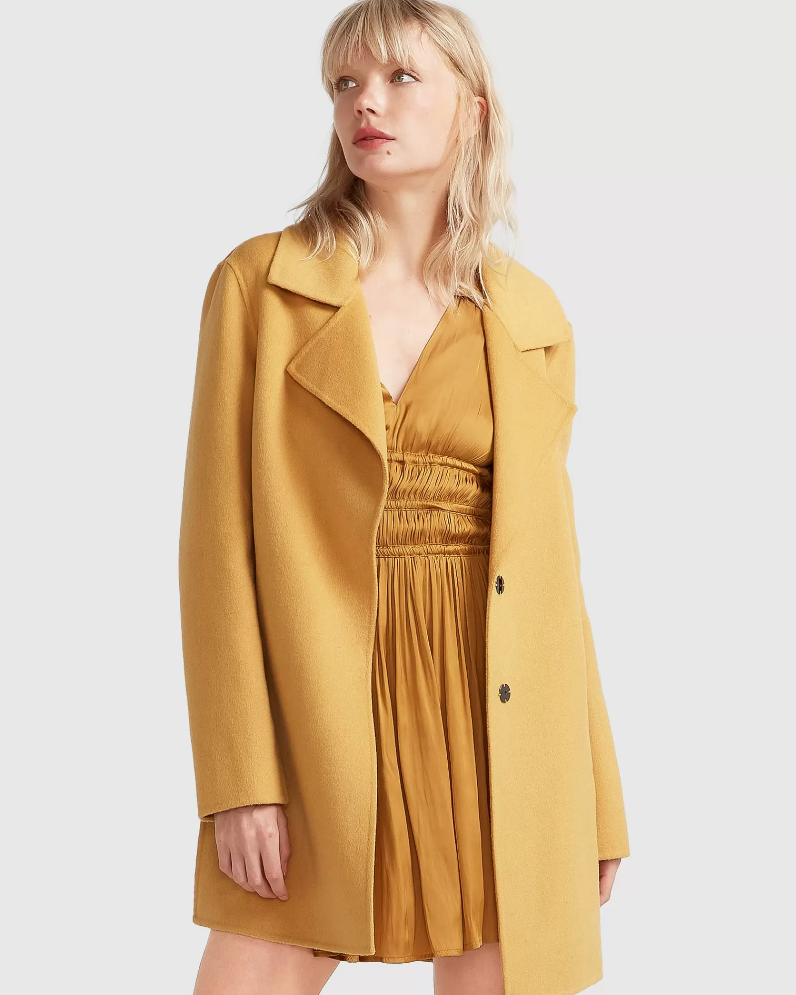 Belle & Bloom NEW FIT Ex-Boyfriend Wool Blend Oversized Jacket - Antique Gold