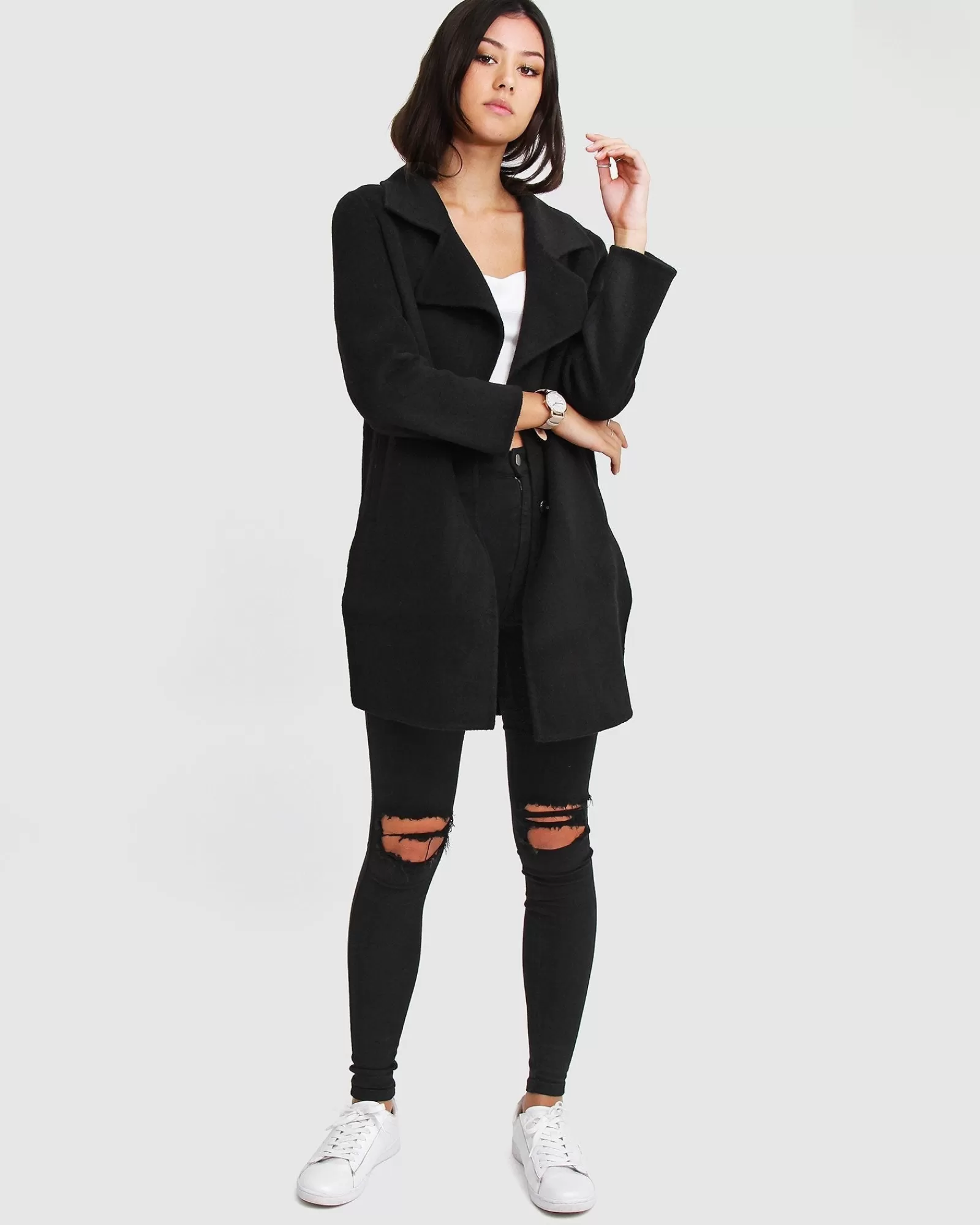 Belle & Bloom NEW FIT Ex-Boyfriend Wool Blend Oversized Jacket - Black