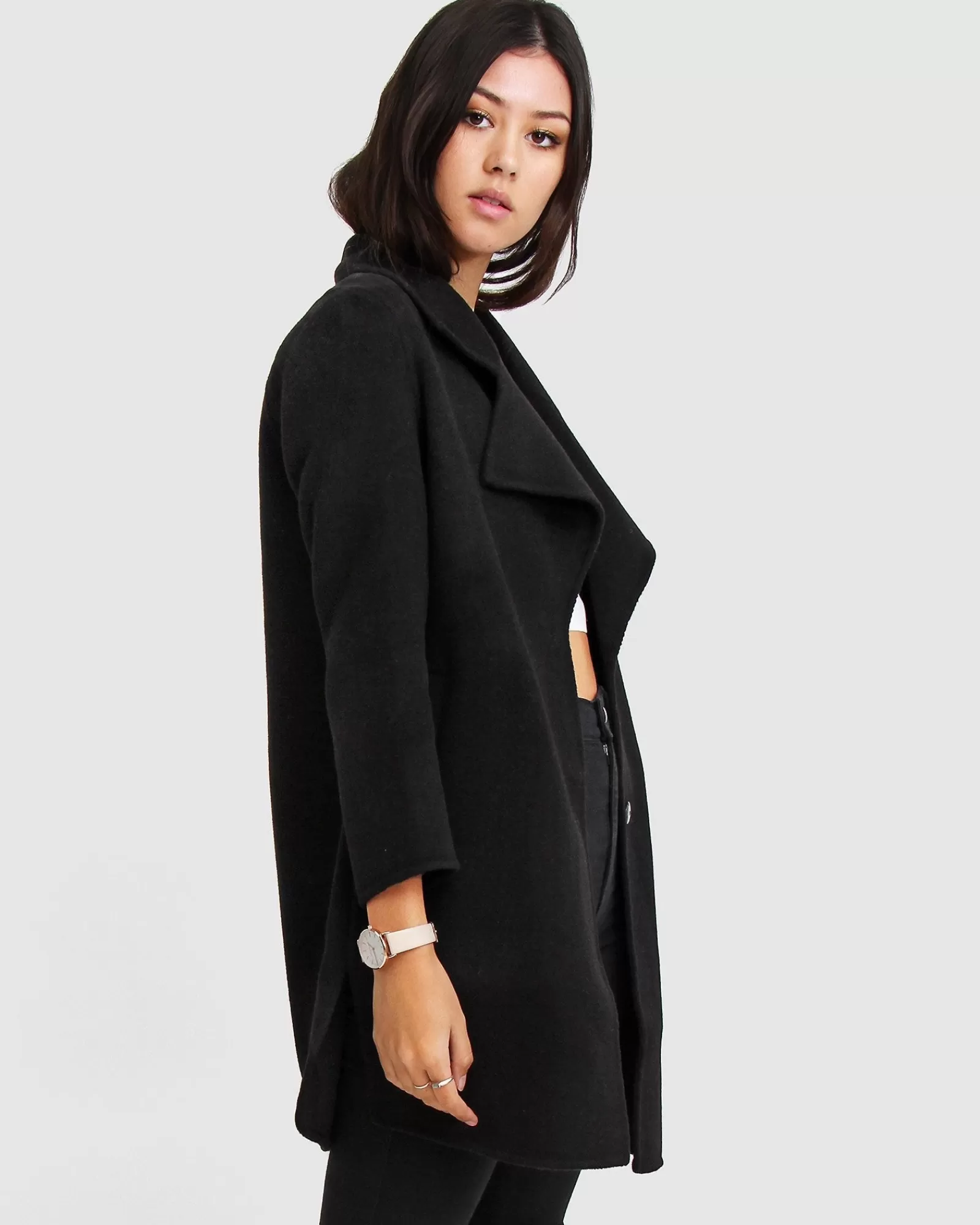 Belle & Bloom NEW FIT Ex-Boyfriend Wool Blend Oversized Jacket - Black