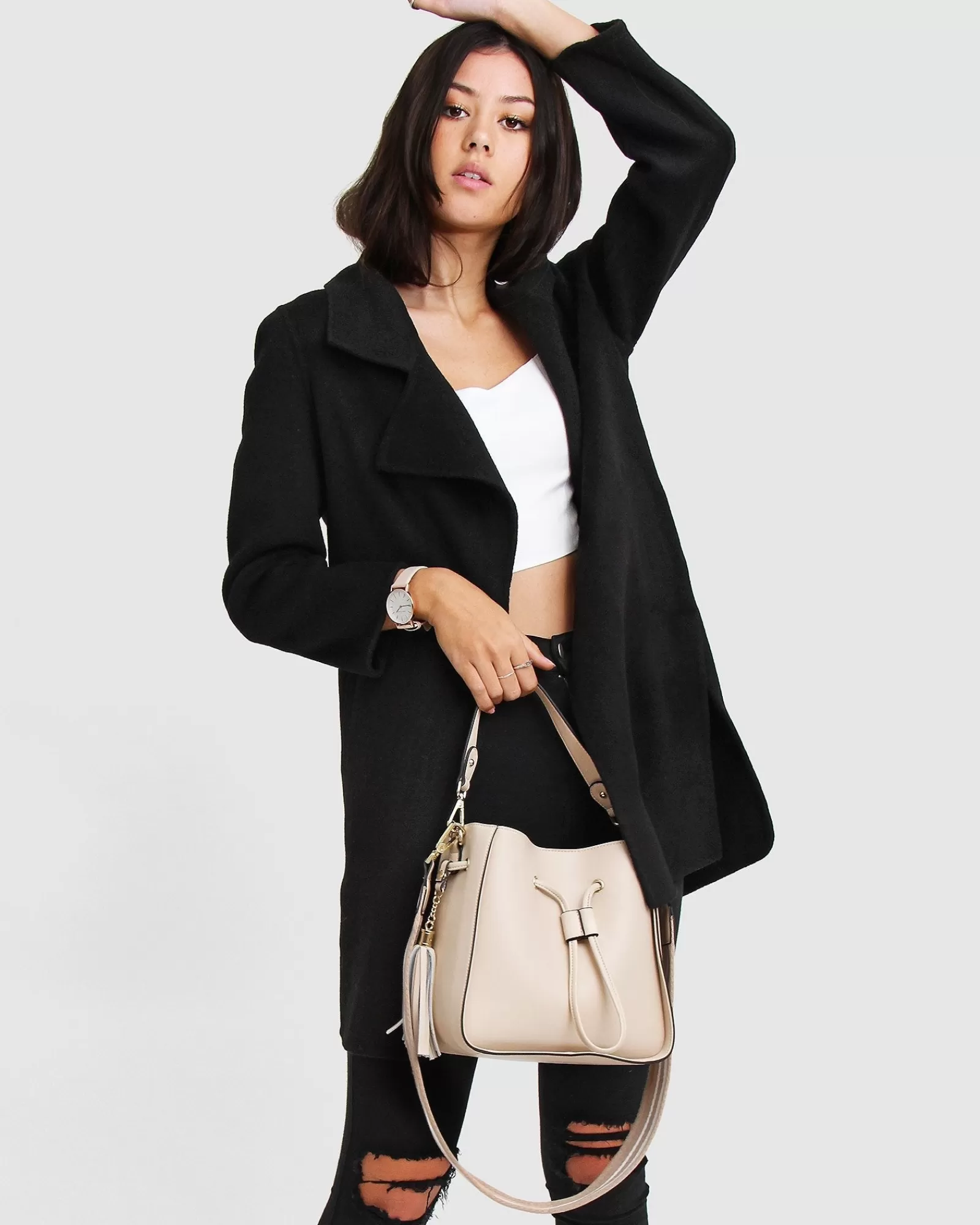 Belle & Bloom NEW FIT Ex-Boyfriend Wool Blend Oversized Jacket - Black
