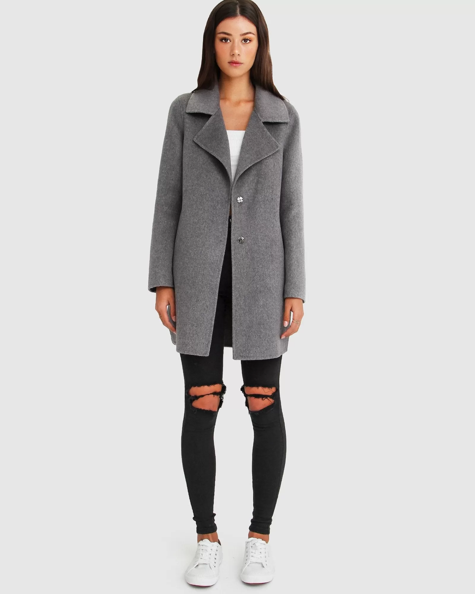 Belle & Bloom NEW FIT Ex-Boyfriend Wool Blend Oversized Jacket - Dark Grey