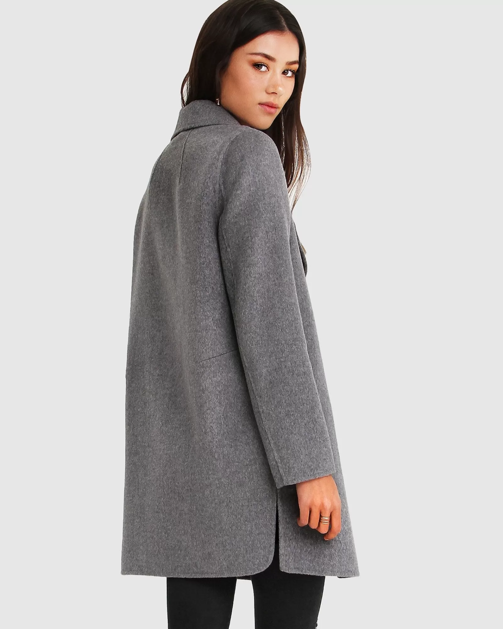 Belle & Bloom NEW FIT Ex-Boyfriend Wool Blend Oversized Jacket - Dark Grey