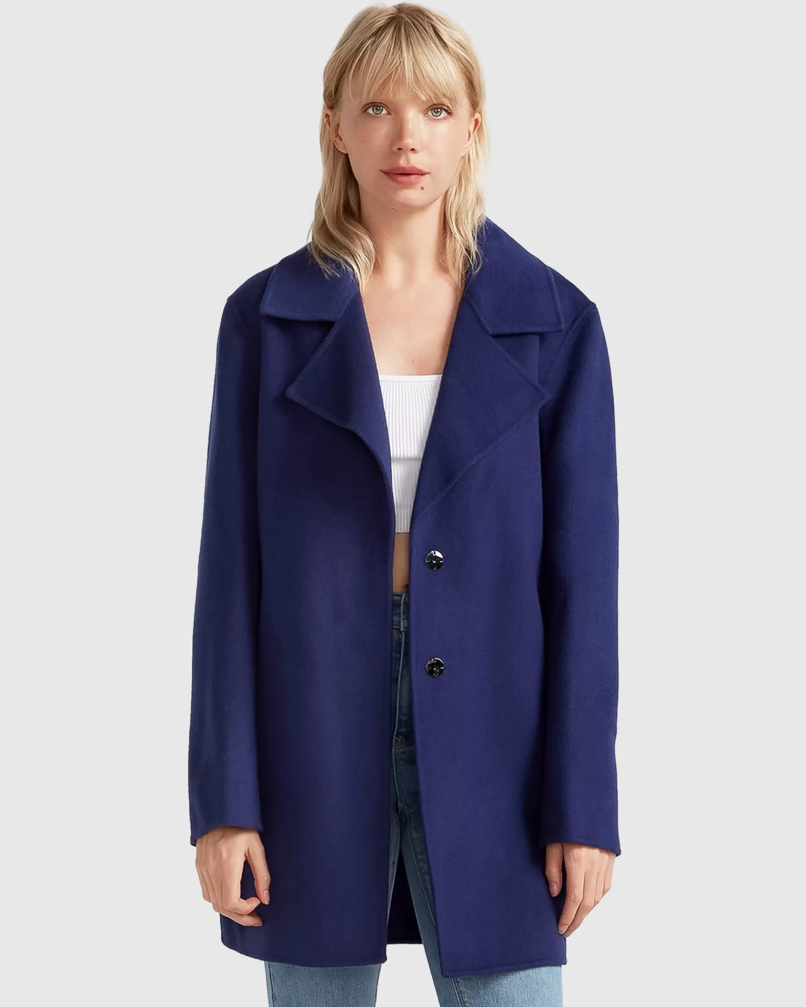 Belle & Bloom NEW FIT Ex-Boyfriend Wool Blend Oversized Jacket - Midnight Blue