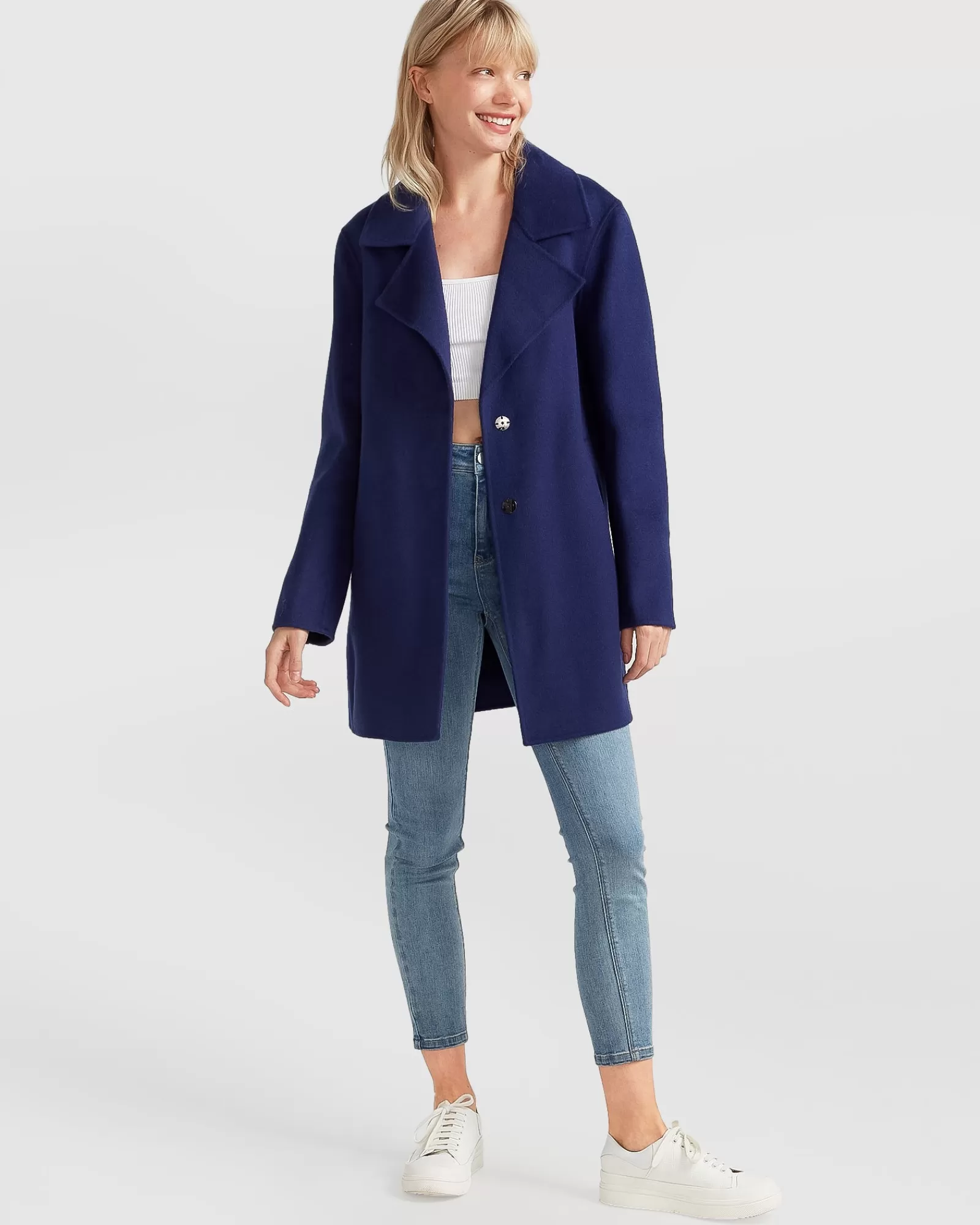 Belle & Bloom NEW FIT Ex-Boyfriend Wool Blend Oversized Jacket - Midnight Blue