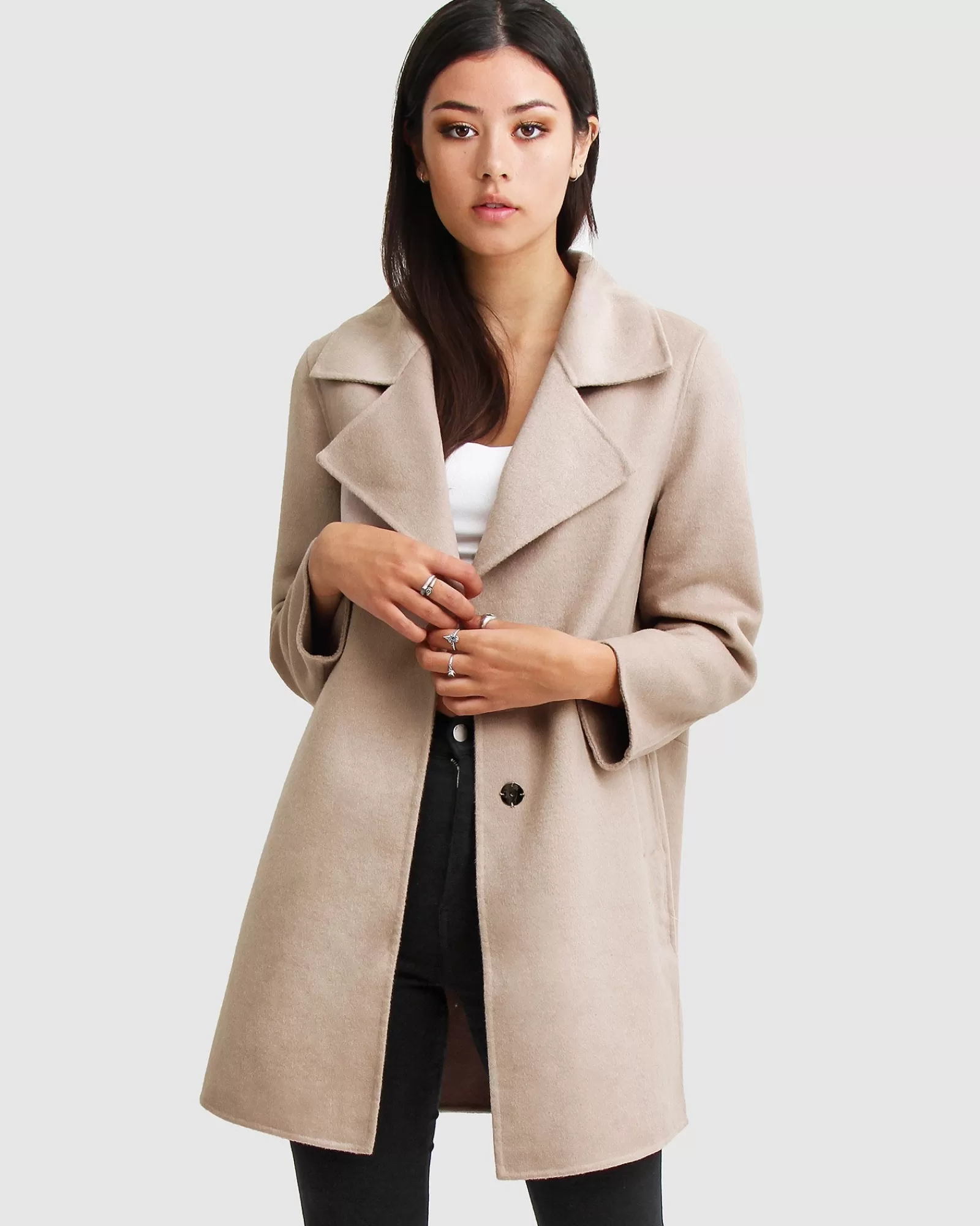 Belle & Bloom NEW FIT Ex-Boyfriend Wool Blend Oversized Jacket - Sand