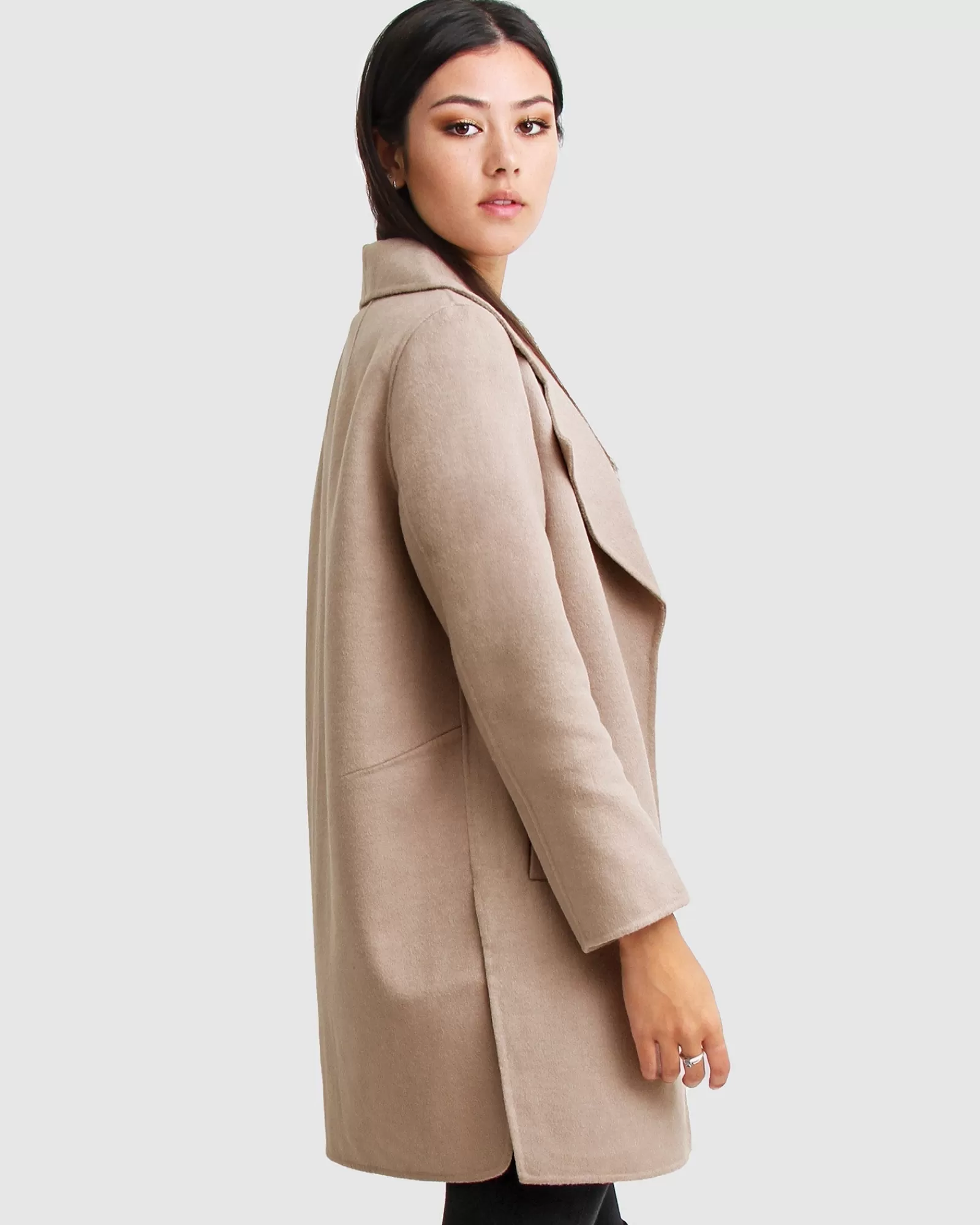 Belle & Bloom NEW FIT Ex-Boyfriend Wool Blend Oversized Jacket - Sand