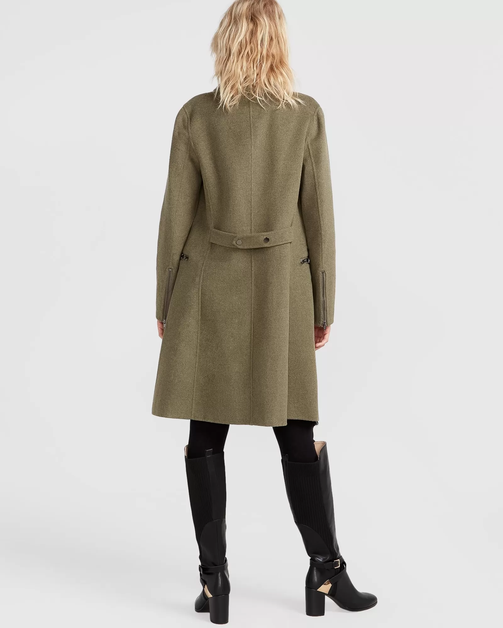 Belle & Bloom NEW FIT Last Chance Wool Blend Moto Coat - Army Green