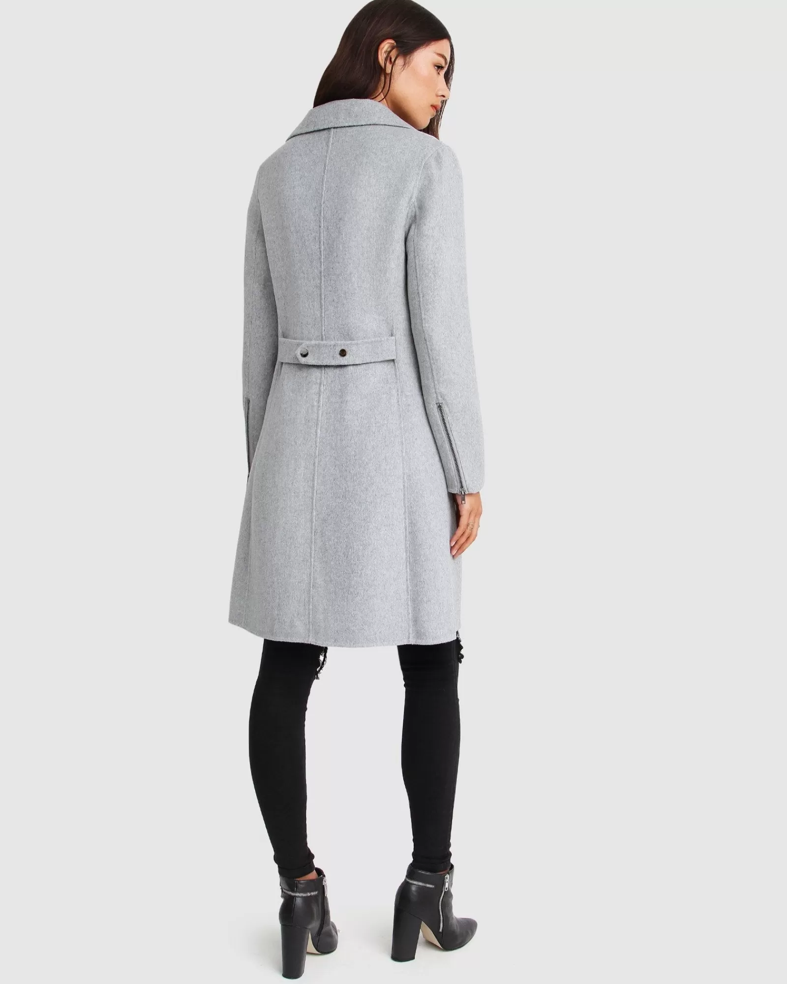 Belle & Bloom NEW FIT Last Chance Wool Blend Moto Coat - Grey Marle