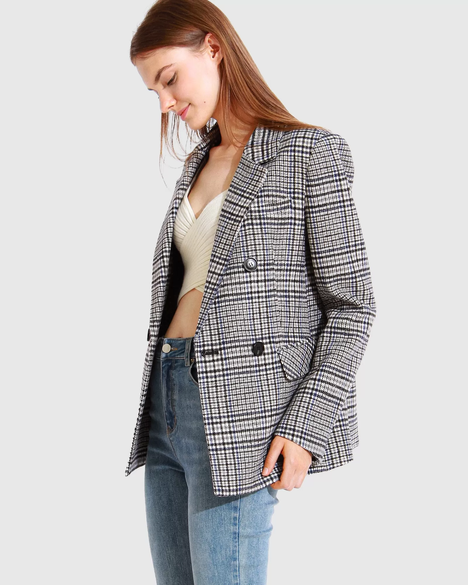 Belle & Bloom Piccadilly Wool Blend Plaid Blazer -