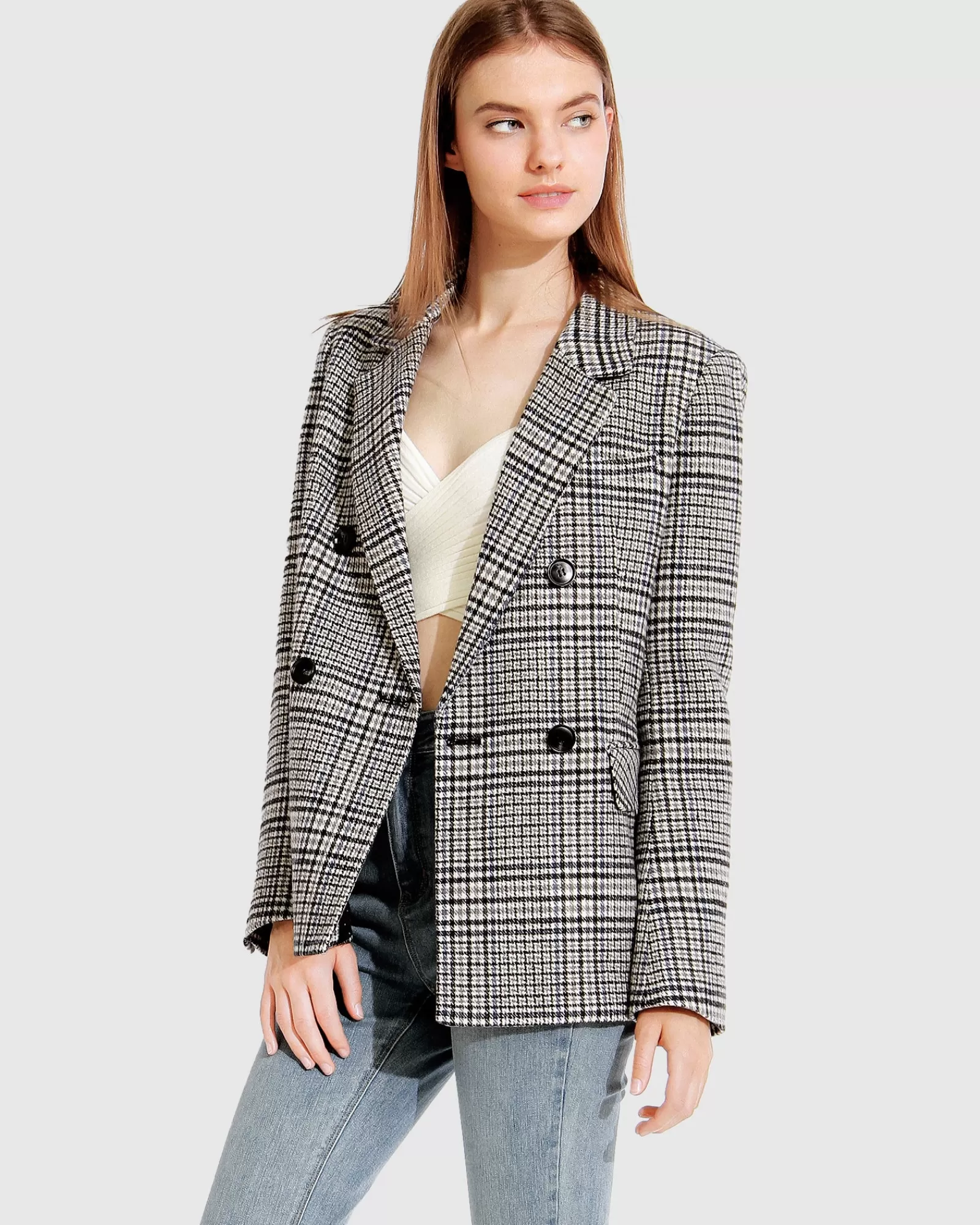 Belle & Bloom Piccadilly Wool Blend Plaid Blazer -