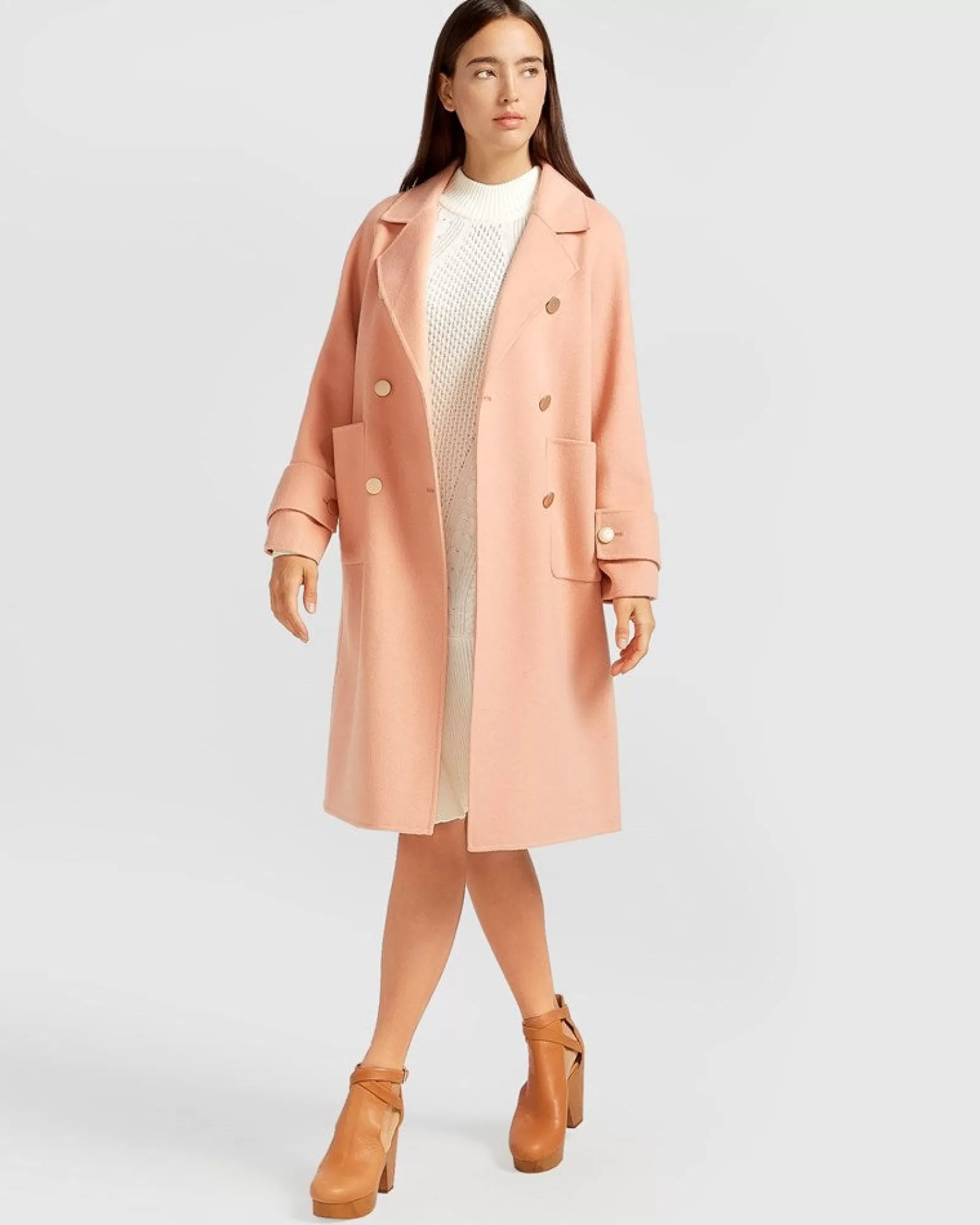 Belle & Bloom Rumour Has It Oversized Wool Blend Coat - Peach Fizz