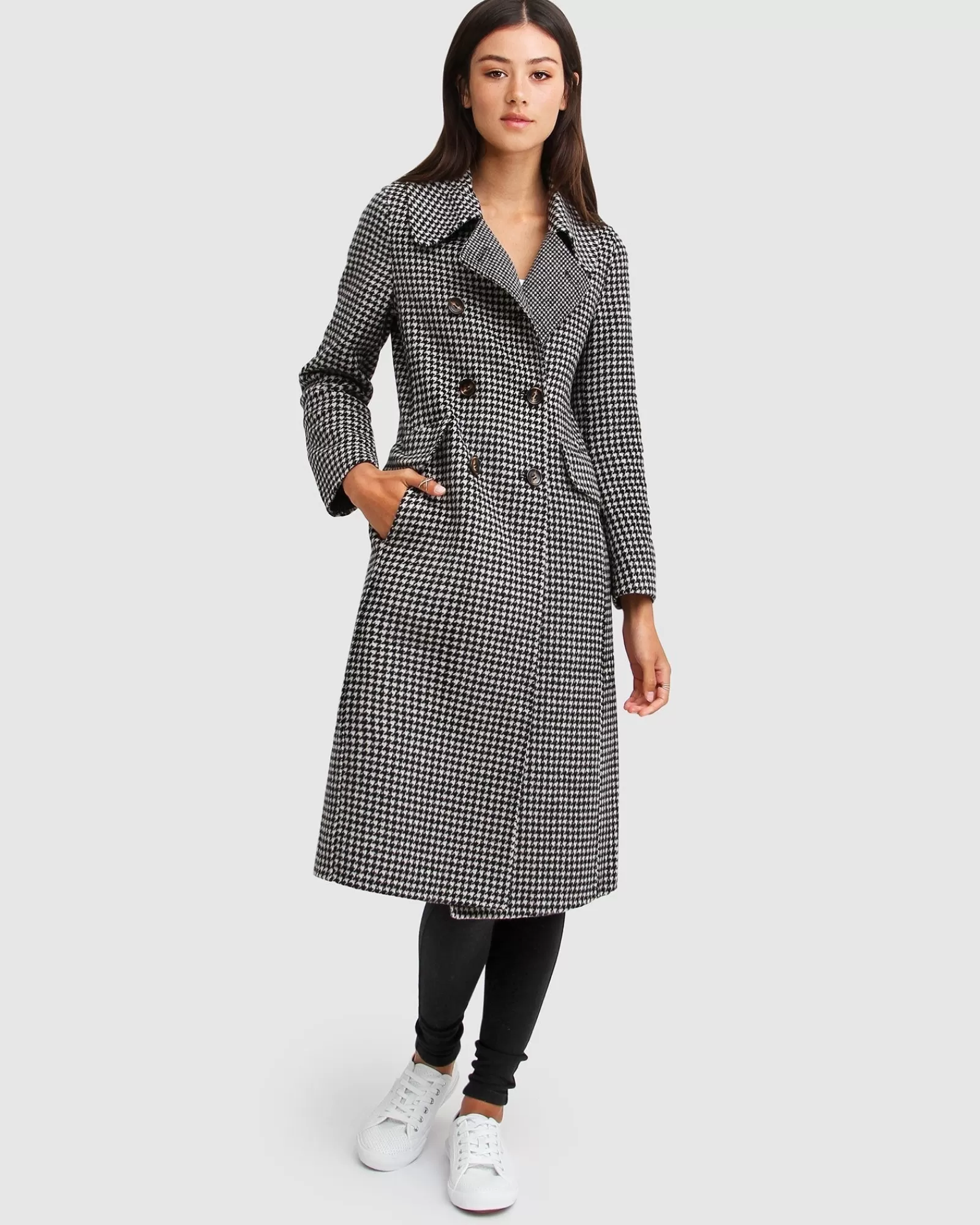 Belle & Bloom Save My Love Wool Coat - Black & White Check