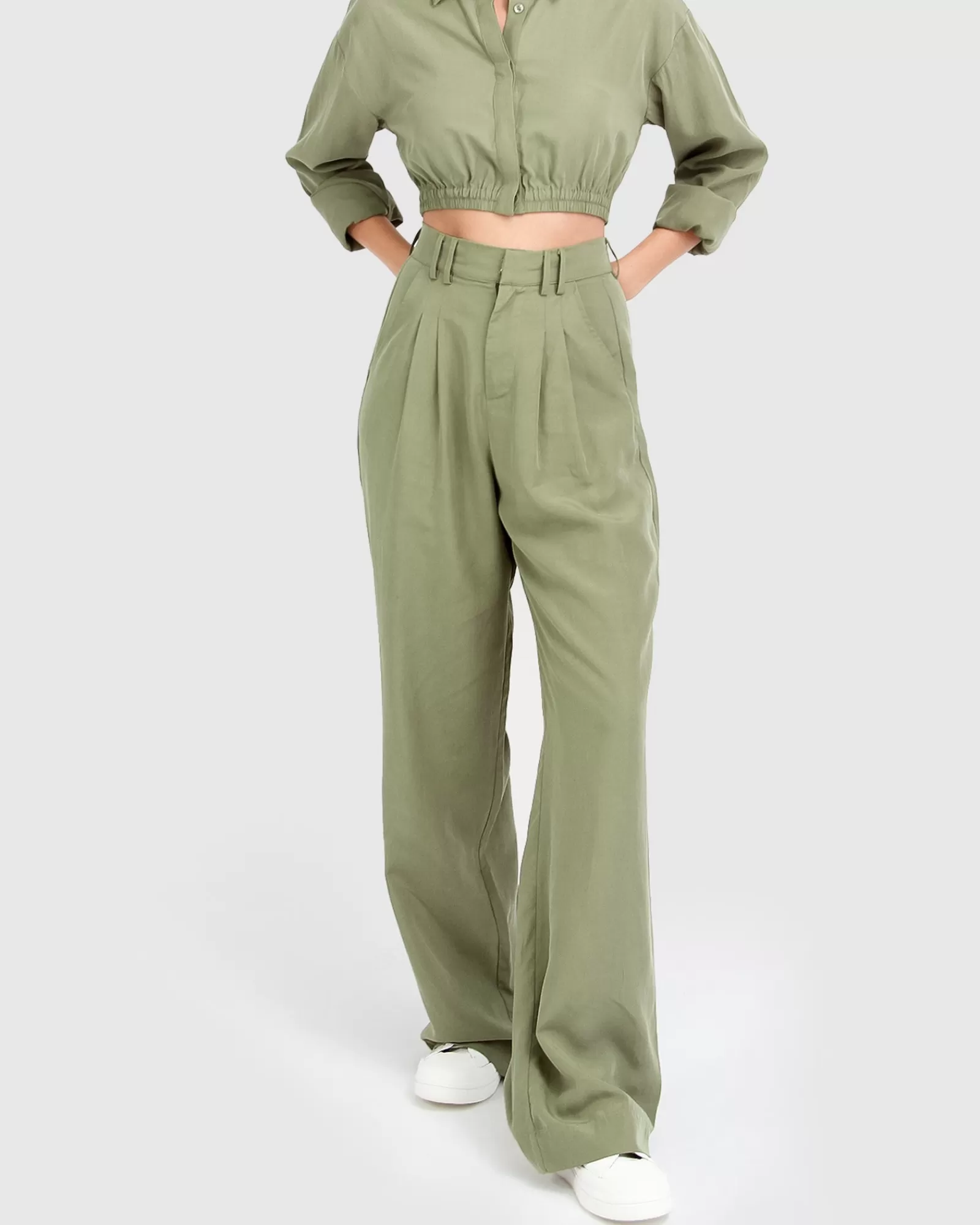 Belle & Bloom State of Play Wide Leg Pant - Army Green