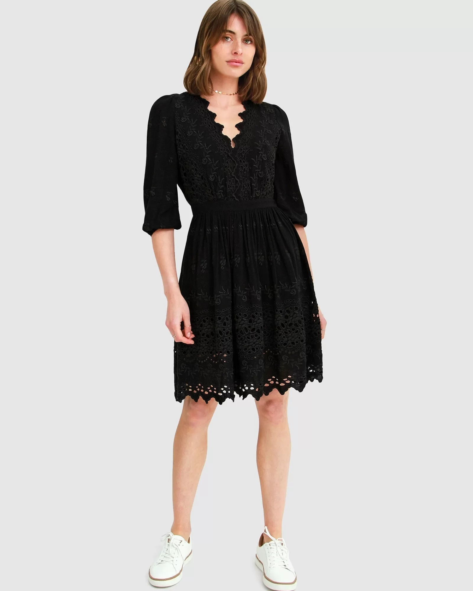 Belle & Bloom Sweet Talk Eyelet Mini Dress -