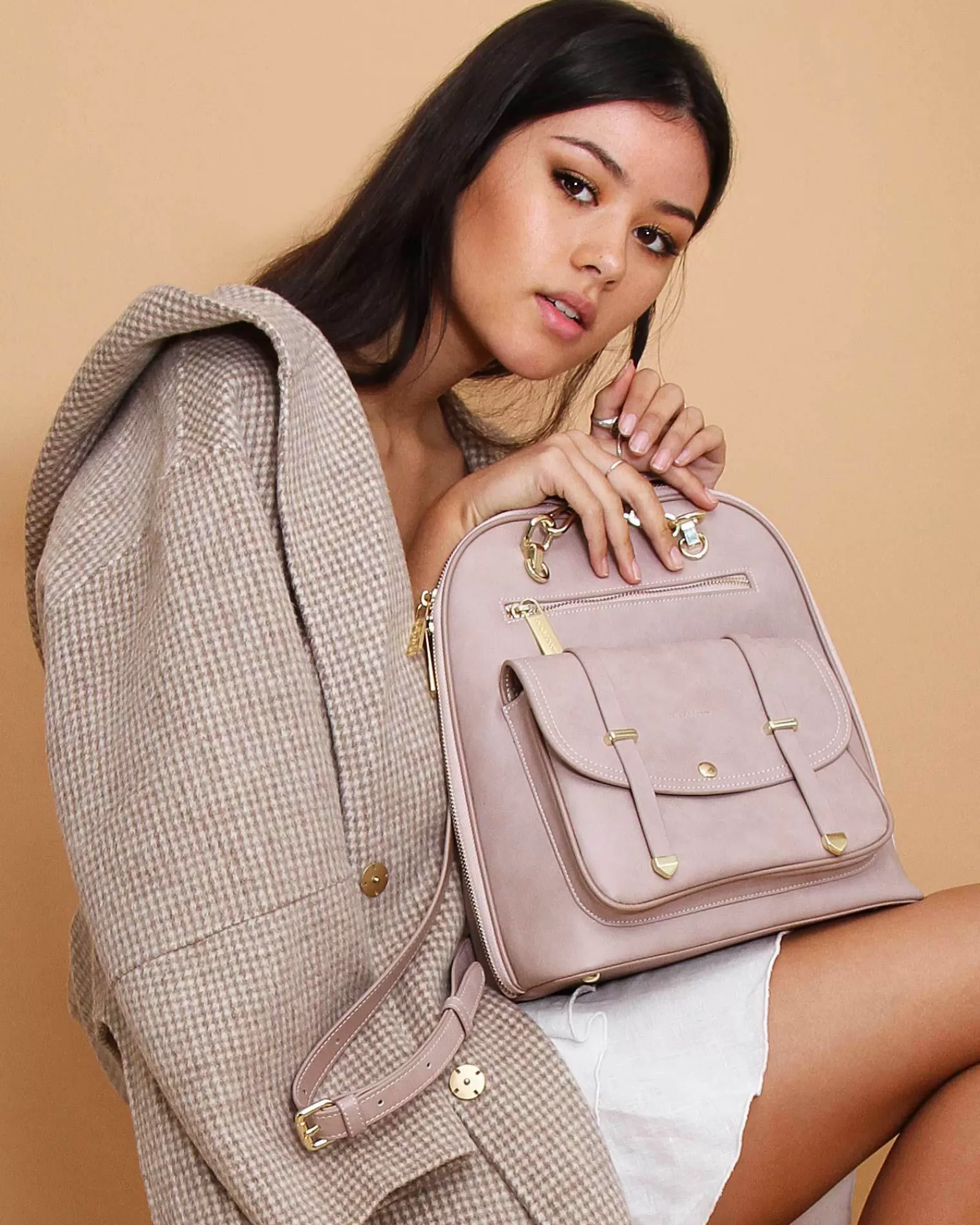 Belle & Bloom 5th Ave Leather Backpack - Dusty Pink