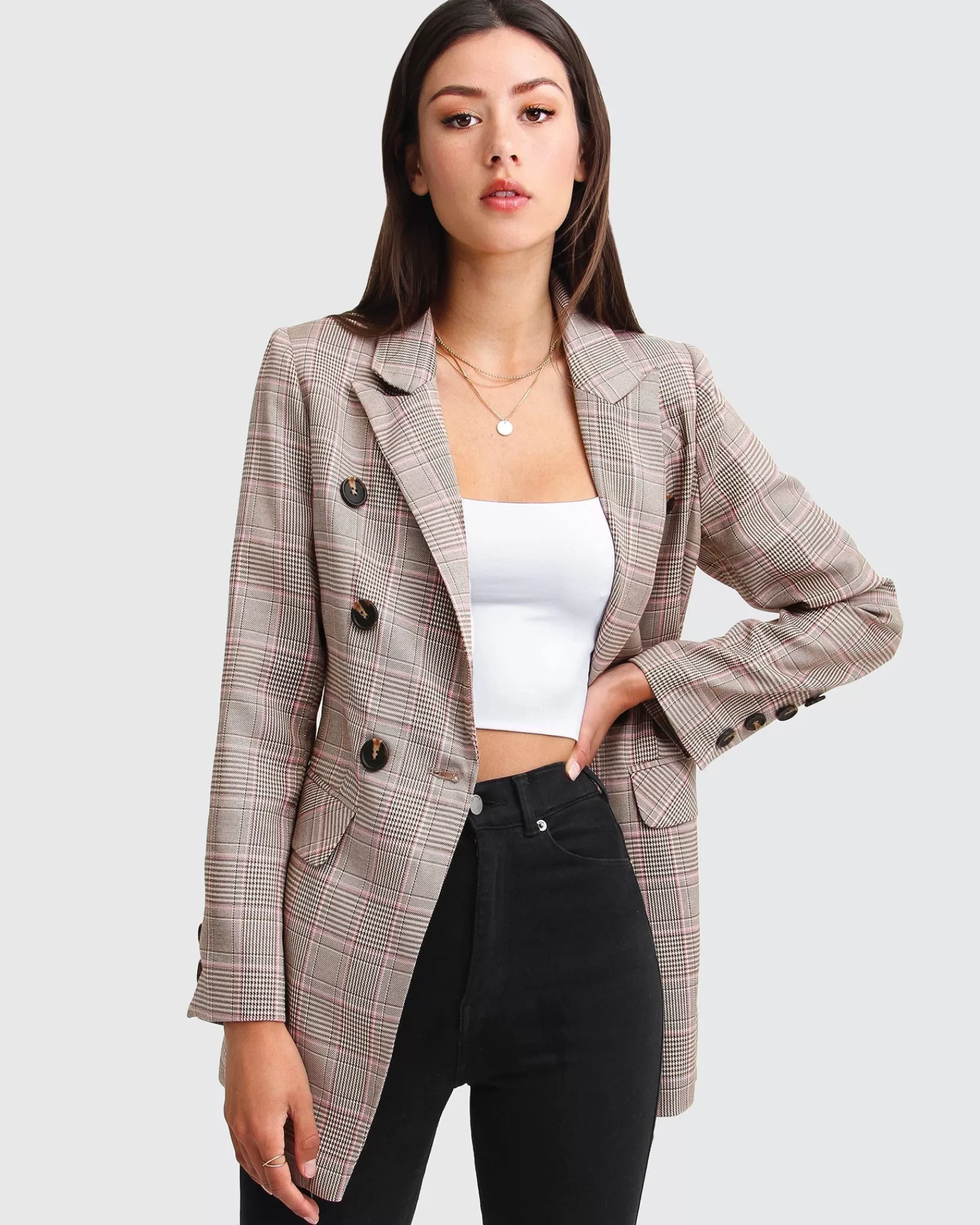 Belle & Bloom Too Cool For Work Plaid Blazer -