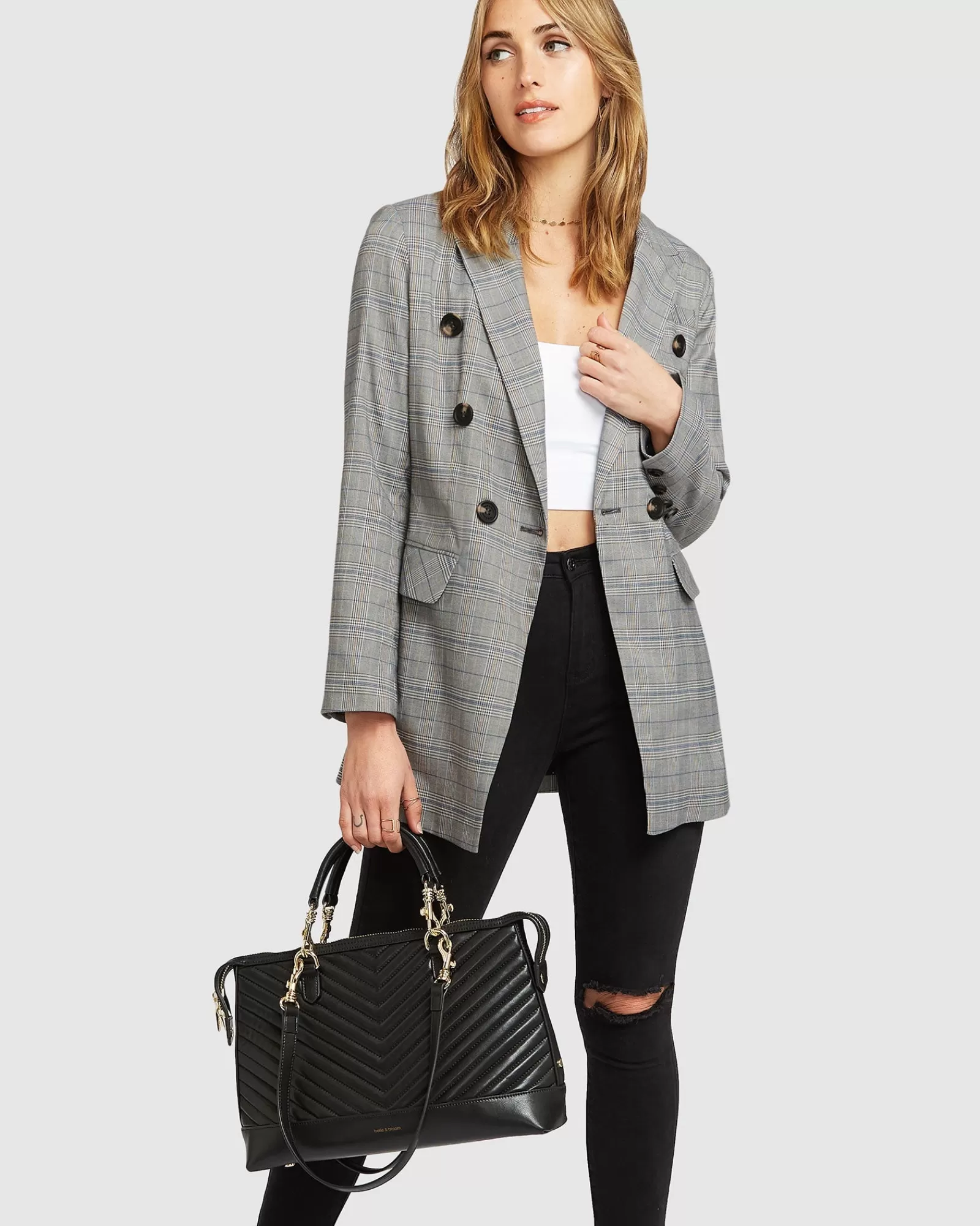 Belle & Bloom Too Cool For Work Plaid Blazer -